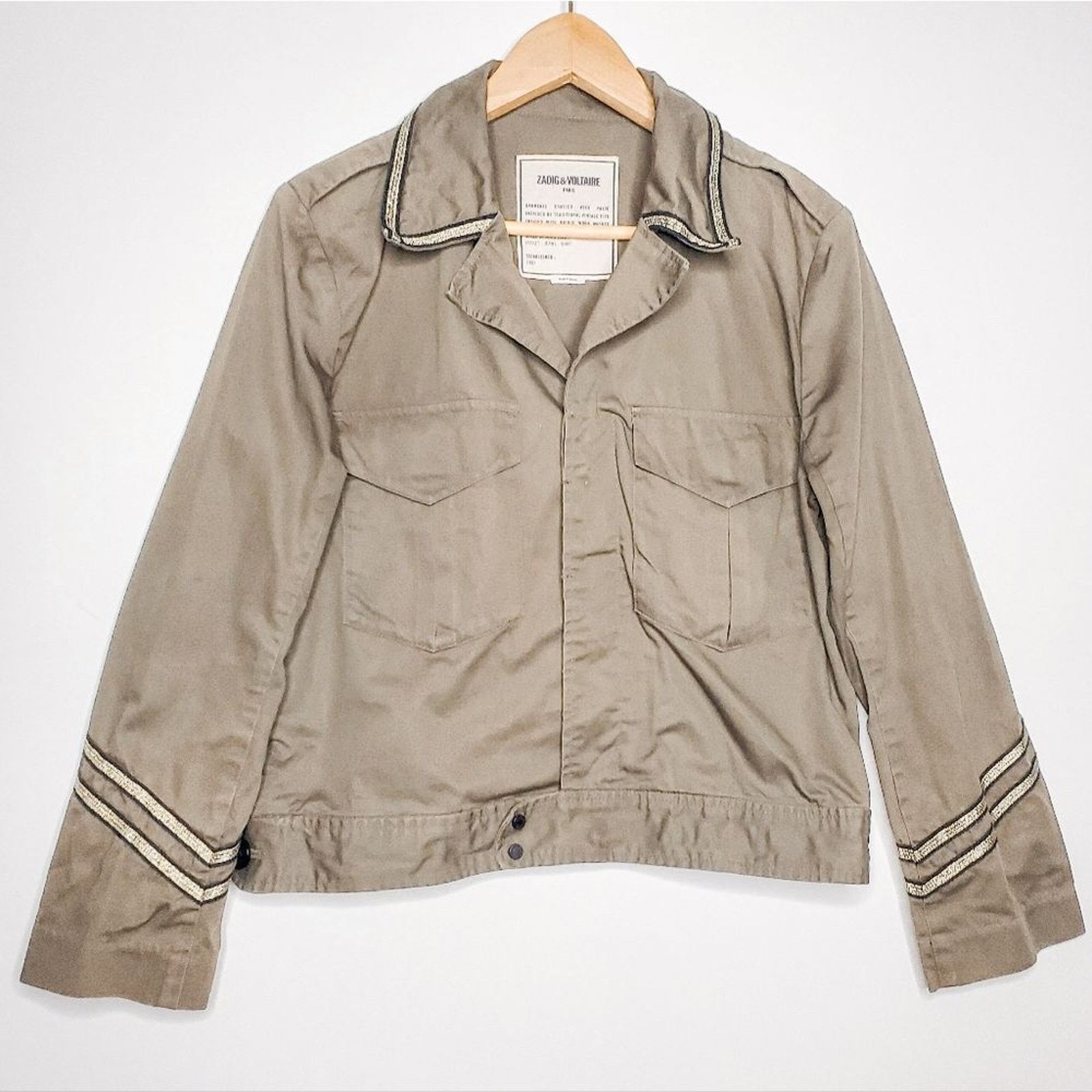 Zadig & Voltaire Zadig & Voltaire Kalen Army Green Cargo Pocket Jacket Sz S Size S / US 4 / IT 40 - 2 Thumbnail
