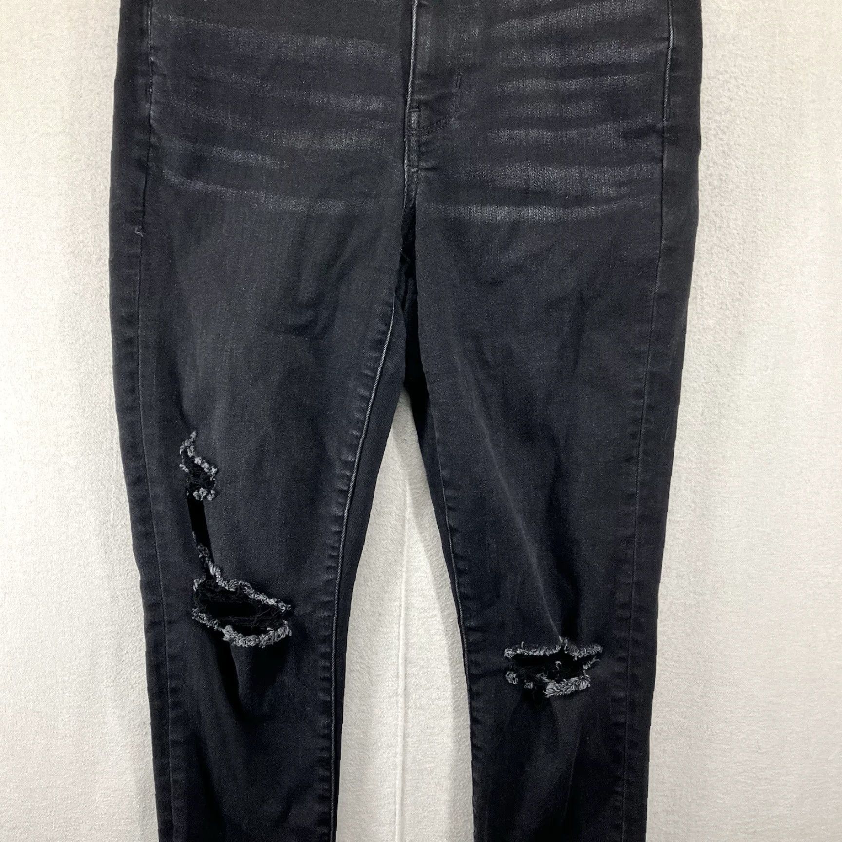 American Eagle Outfitters American Eagle Next Level Stretch Super Hi Rise Jeggings 6 Short Distressed Women Size 28" / US 6 / IT 42 - 7 Thumbnail