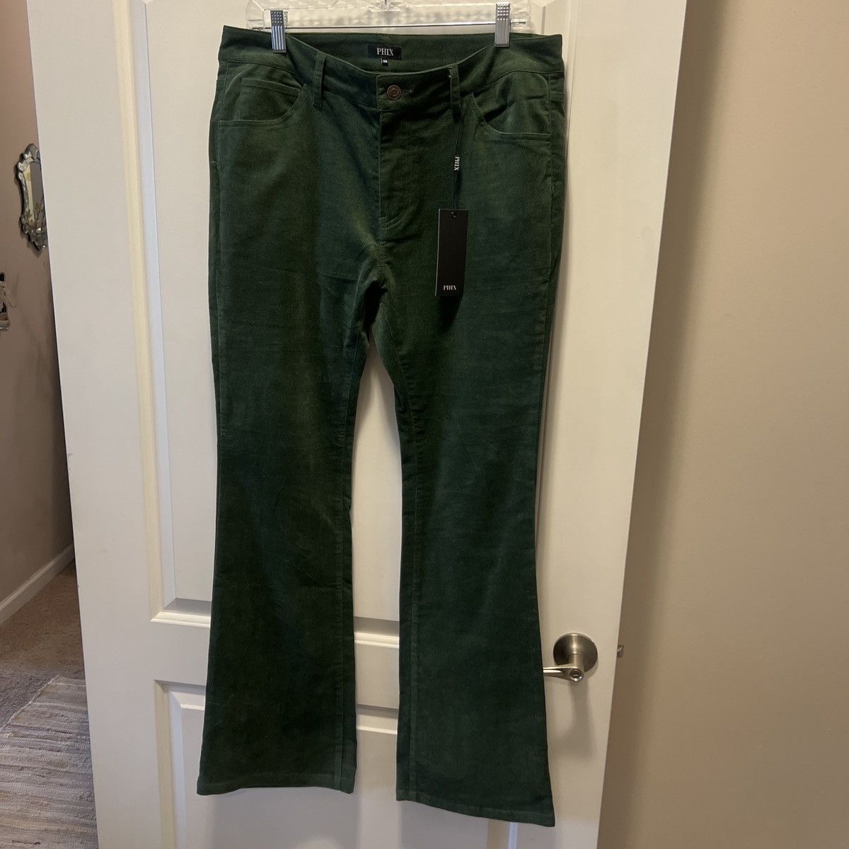 Phix Clothing Green velvet flared pants Size US 36 / EU 52 - 1 Thumbnail