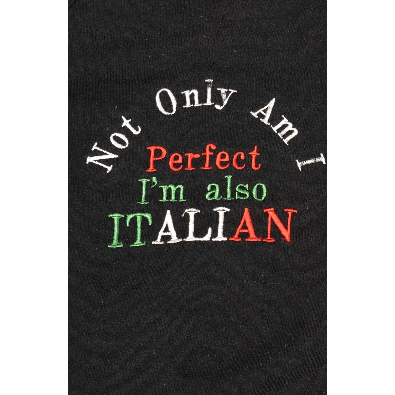 Fruit Of The Loom Vintage Raglan Sweatshirt Not Only Am I Perfect I'm Also Italian Black XS? Size US XL / EU 56 / 4 - 2 Thumbnail