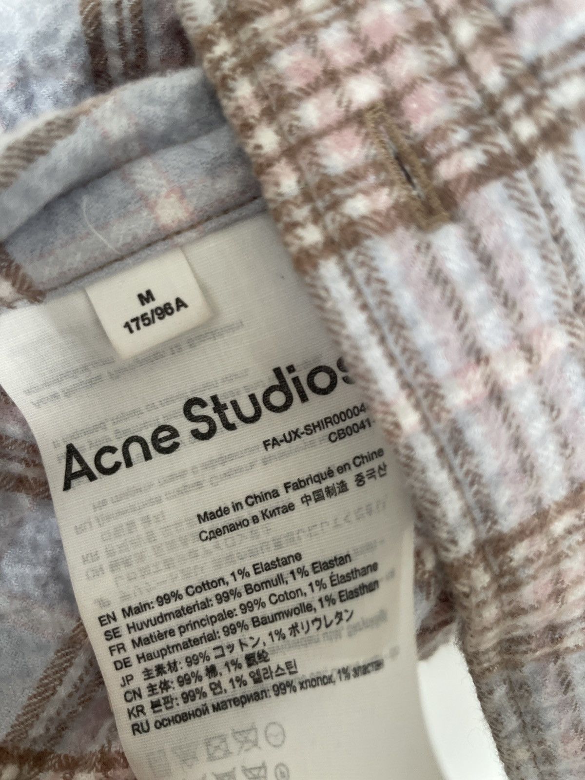 Acne Studios Face Sarlie check flannel blue pink Size US M / EU 48-50 / 2 - 2 Thumbnail