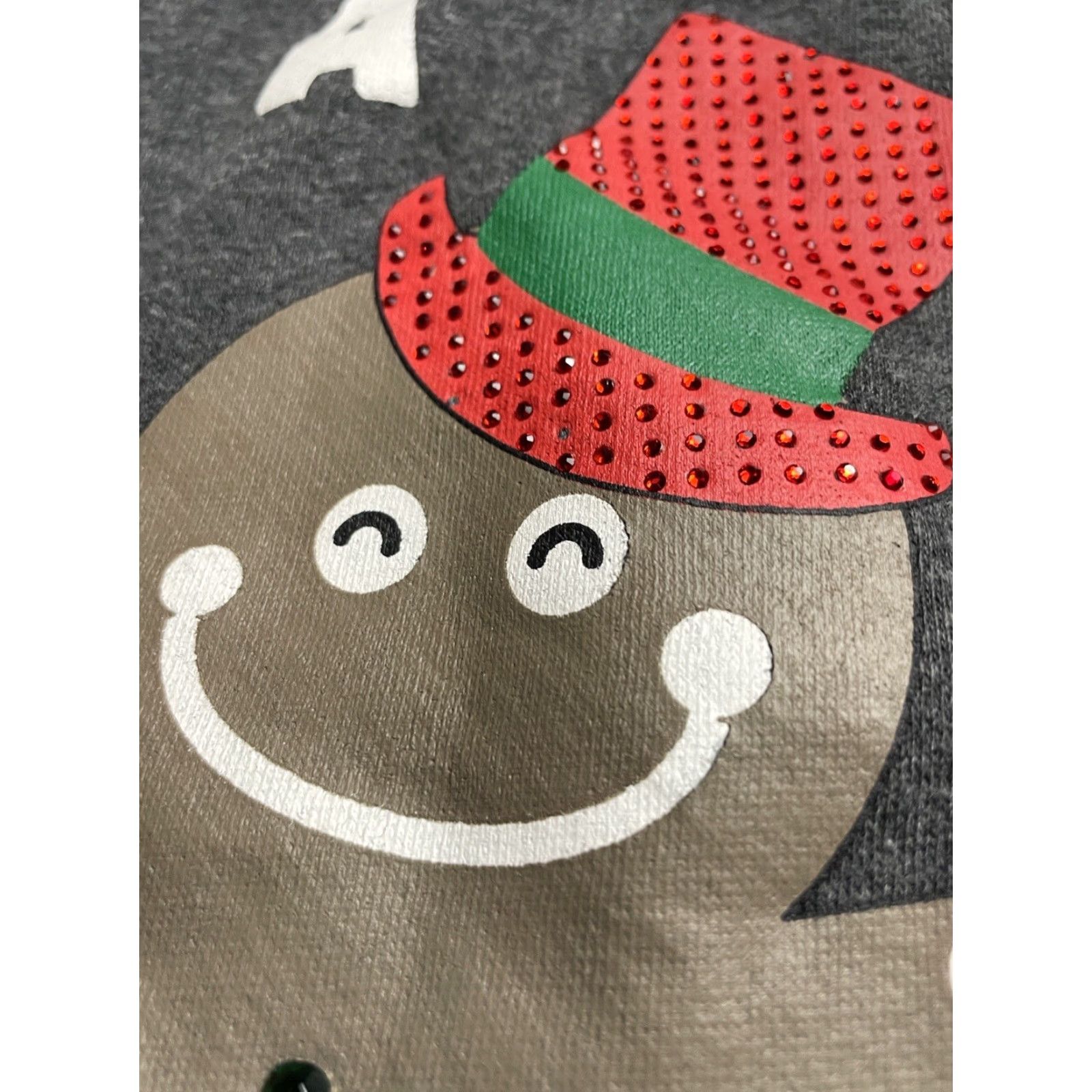 Vintage Derek Sweater Women's XL Gray Christmas Gingerbread Man Snow Flecks Print Shirt Size XL / US 12-14 / IT 48-50 - 4 Thumbnail