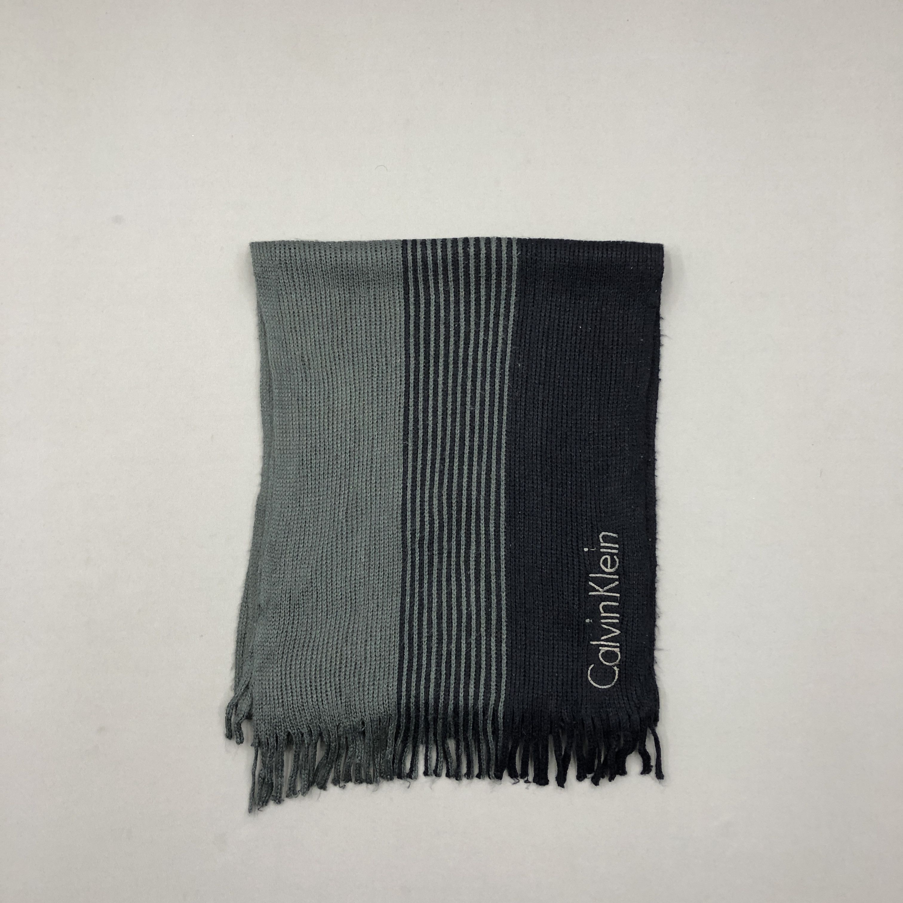 Calvin Klein Vintage Calvin Klein Scarf Ribbed Knit Fringe Wool Scarves Size ONE SIZE - 2 Thumbnail