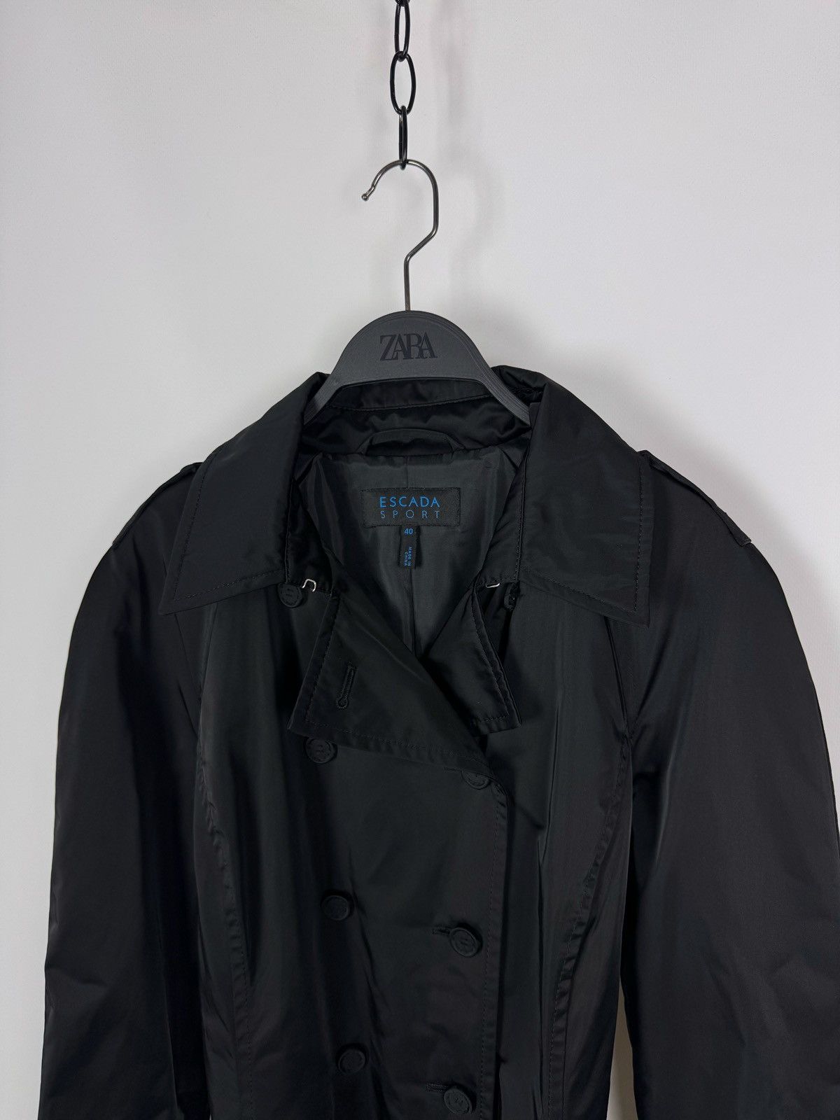 Escada Sport Escada Sport Double Breasted Trench Black Women’s Coat Size S / US 4 / IT 40 - 4 Thumbnail
