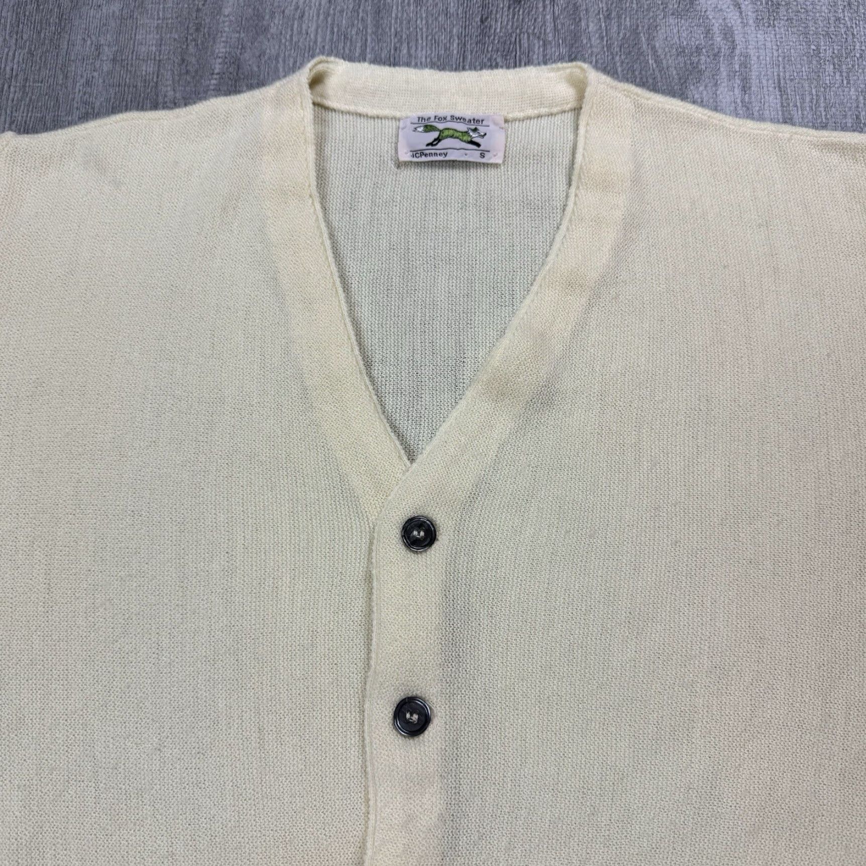JCPenney VINTAGE JC PENNEY Fox Yellow Knit Wool Cardigan Sweater Men Small Casual Formal Golf 70s Preppy Size US S / EU 44-46 / 1 - 2 Thumbnail