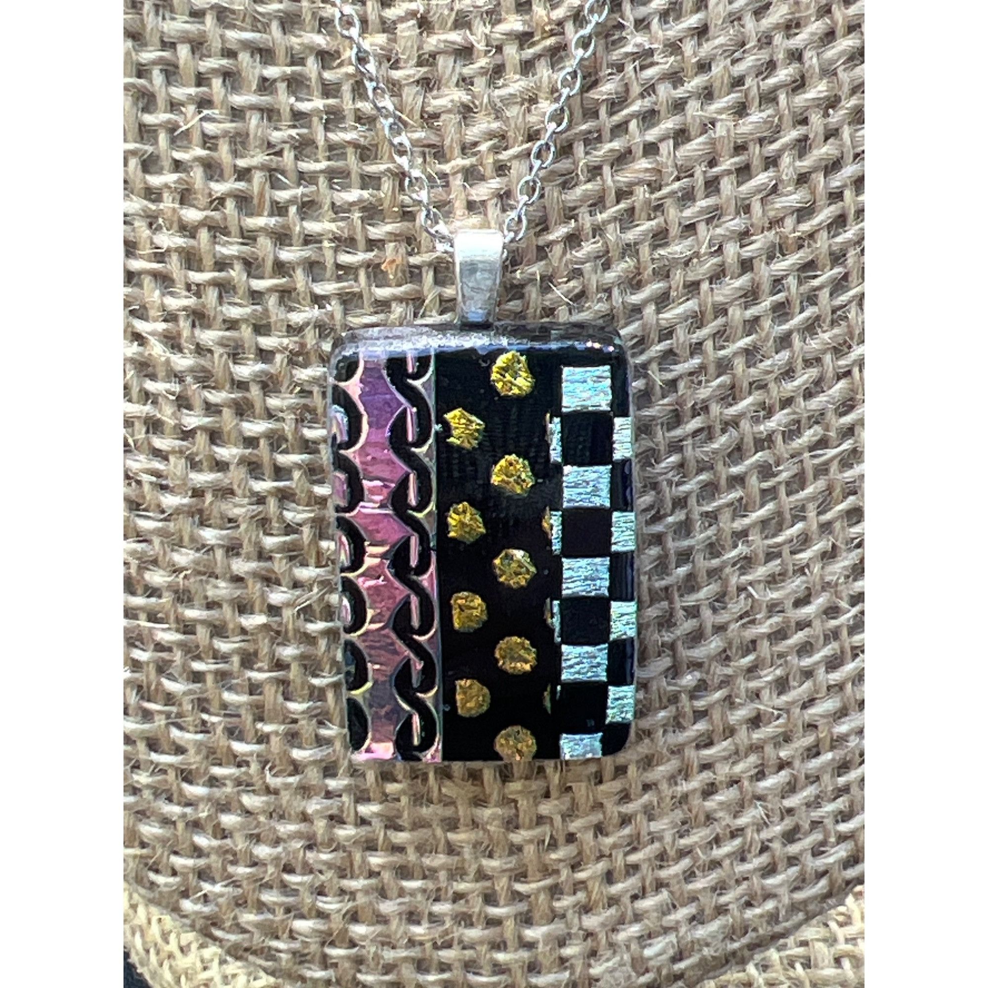Other Dichoric Glass Pendant Necklace Geometric Design Rectangle A Size ONE SIZE - 2 Thumbnail