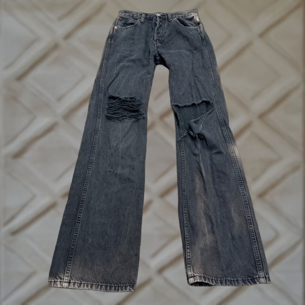 RE/DONE Re/Done 90s High Rise Loose Fit Button Fly Denim Jeans Womens 25 Black Size 42" / US 20 - 1 Thumbnail