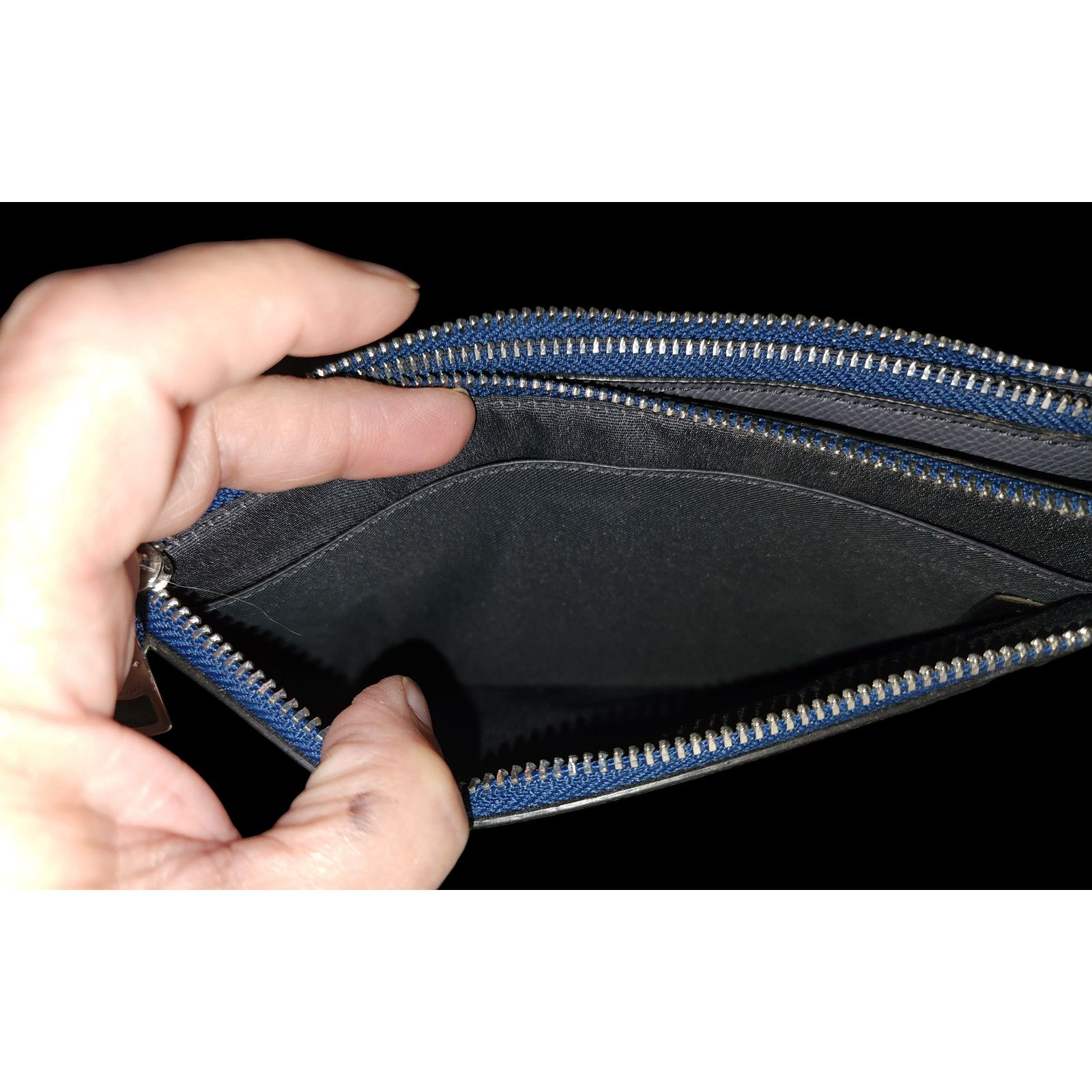 Coach Double Zip Wallet Clutch In blue Metallic Caviar Leather Size ONE SIZE - 5 Thumbnail