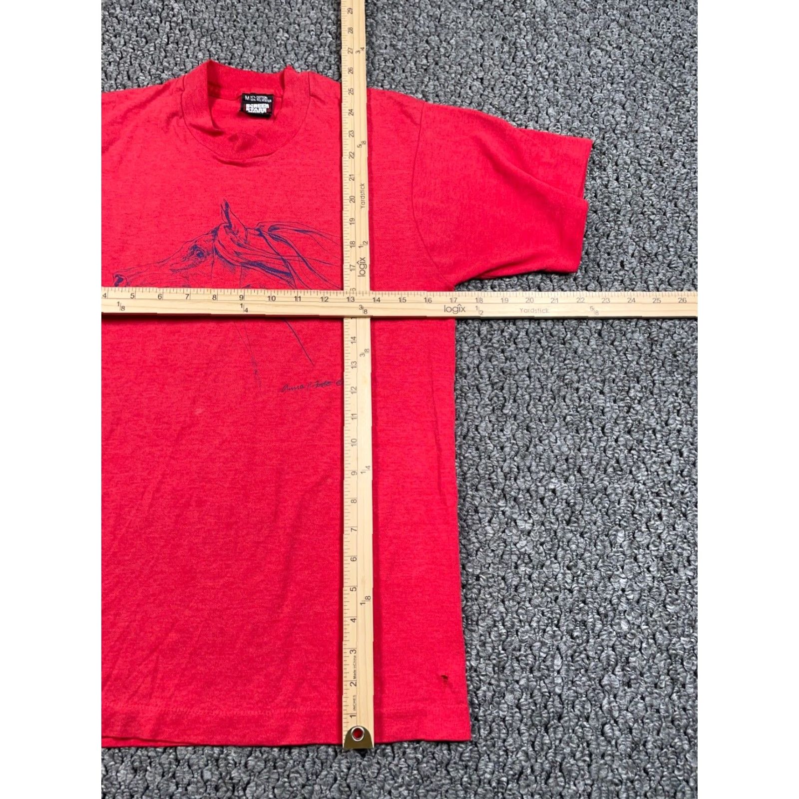 Vintage VINTAGE 80s Horse Sketch T-Shirt Mens Small Red Anna P Foote Print Shirt Size US S / EU 44-46 / 1 - 7 Thumbnail