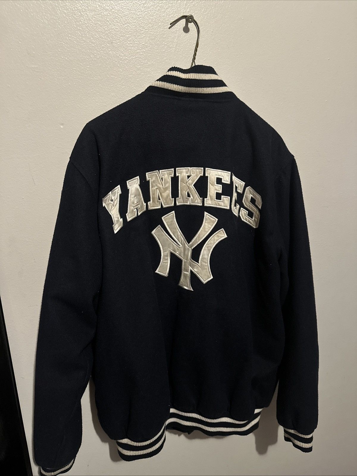 MLB NY Yankees Wool Bomber Jacket Y2K 2000s Size US L / EU 52-54 / 3 - 3 Thumbnail