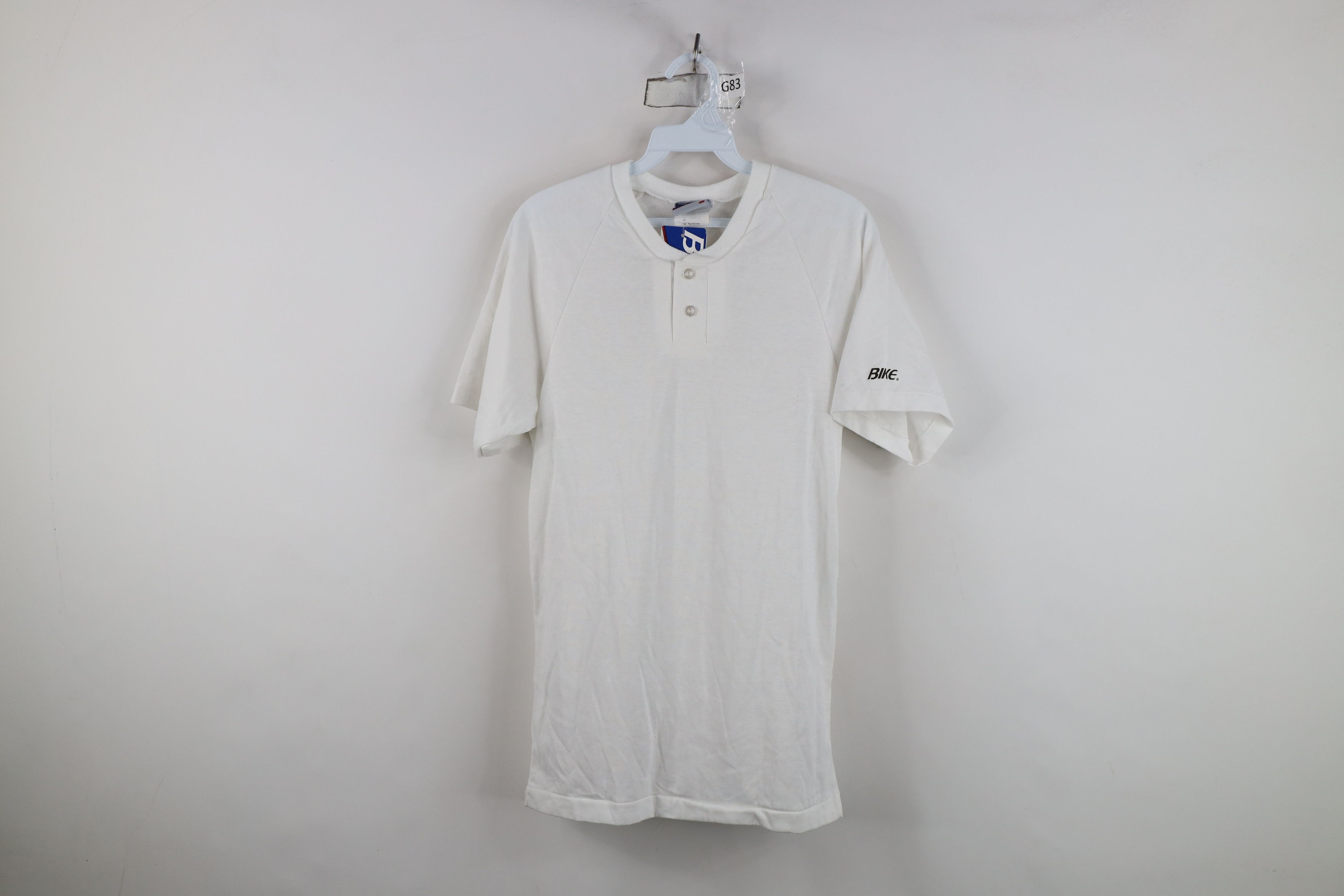 Vintage Deadstock Vintage 80s 90s Bike Henley T-Shirt White USA Size US S / EU 44-46 / 1 - 1 Thumbnail