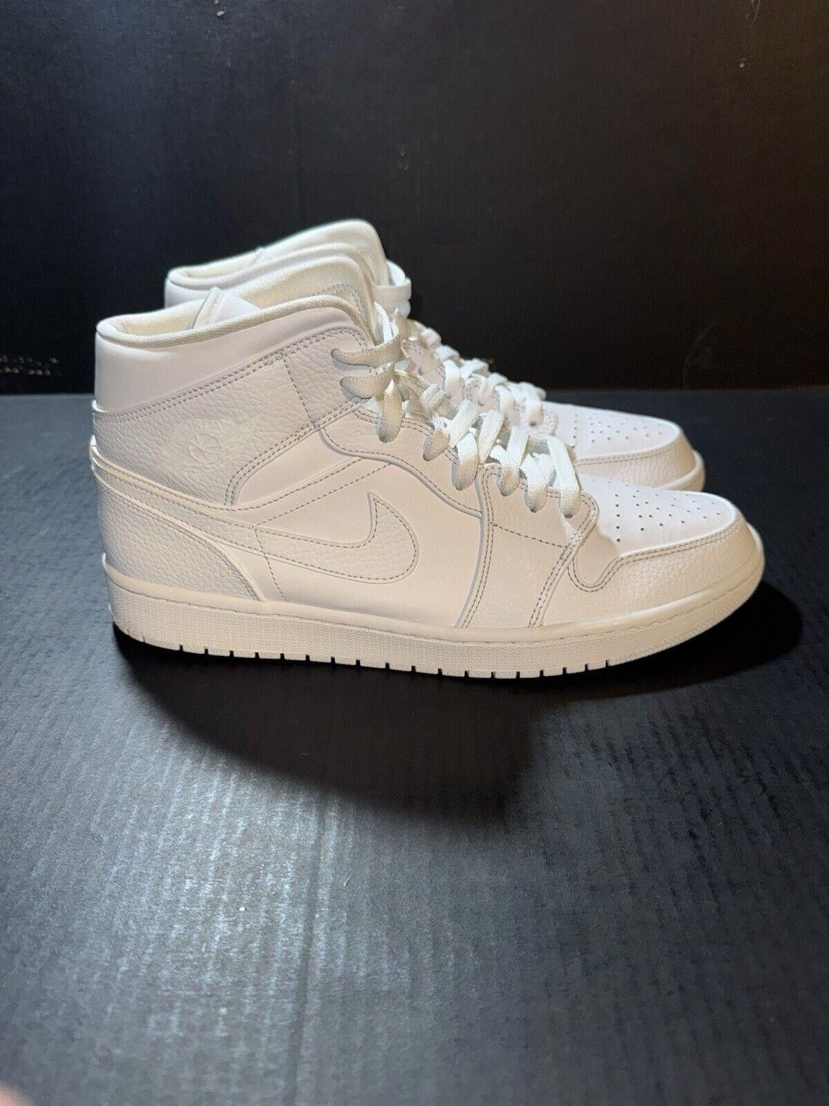 Jordan Brand Nike Air Jordan 1 Mid Triple White 2020 - 554724-130 - Sz 12 Size US 12 / EU 45 - 1 Thumbnail