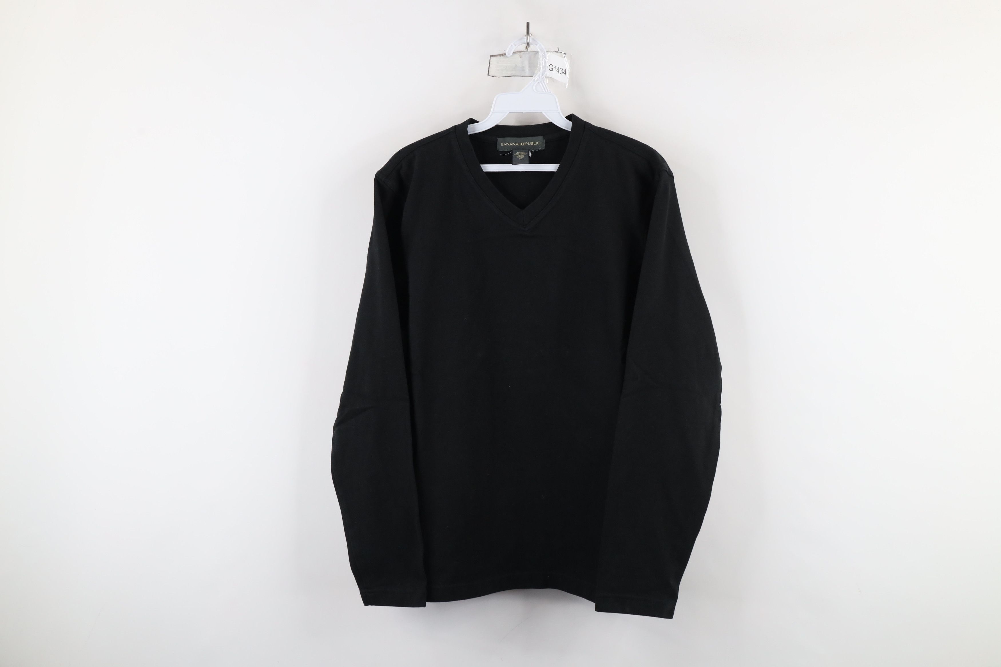 Banana Republic × Vintage Vintage 90s Banana Republic Heavy Ribbed Knit T-Shirt Black Size US M / EU 48-50 / 2 - 1 Thumbnail
