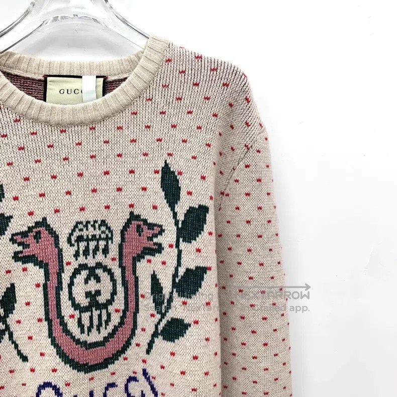 Gucci Gucci Colour-blocked harp jacquard wool round-neck long-sl Size XS / US 0-2 / IT 36-38 - 3 Thumbnail