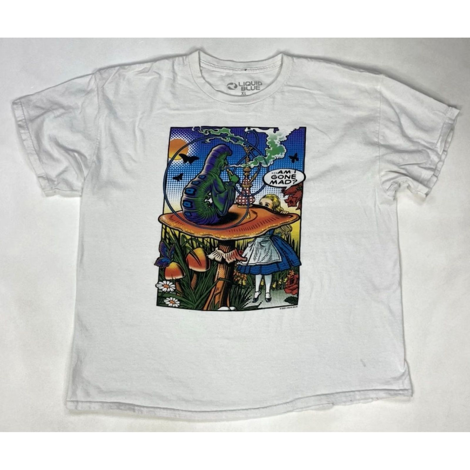 Liquid Blue VINTAGE Liquid Blue Alice In Wonderland Graphic T-shirt Women XL White Short Sleeve Size XL / US 12-14 / IT 48-50 - 2 Thumbnail