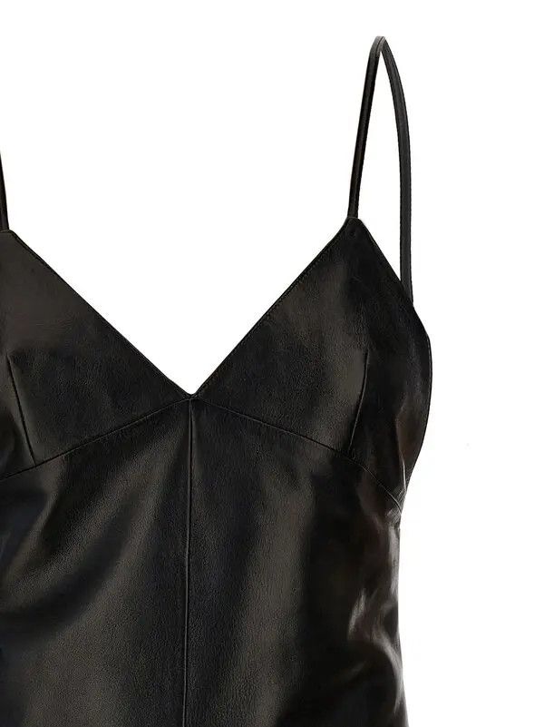 Saint Laurent Paris o1bcso1str1125 Backless Slip Dress In Lambskin in Black Size S / US 4 / IT 40 - 2 Thumbnail