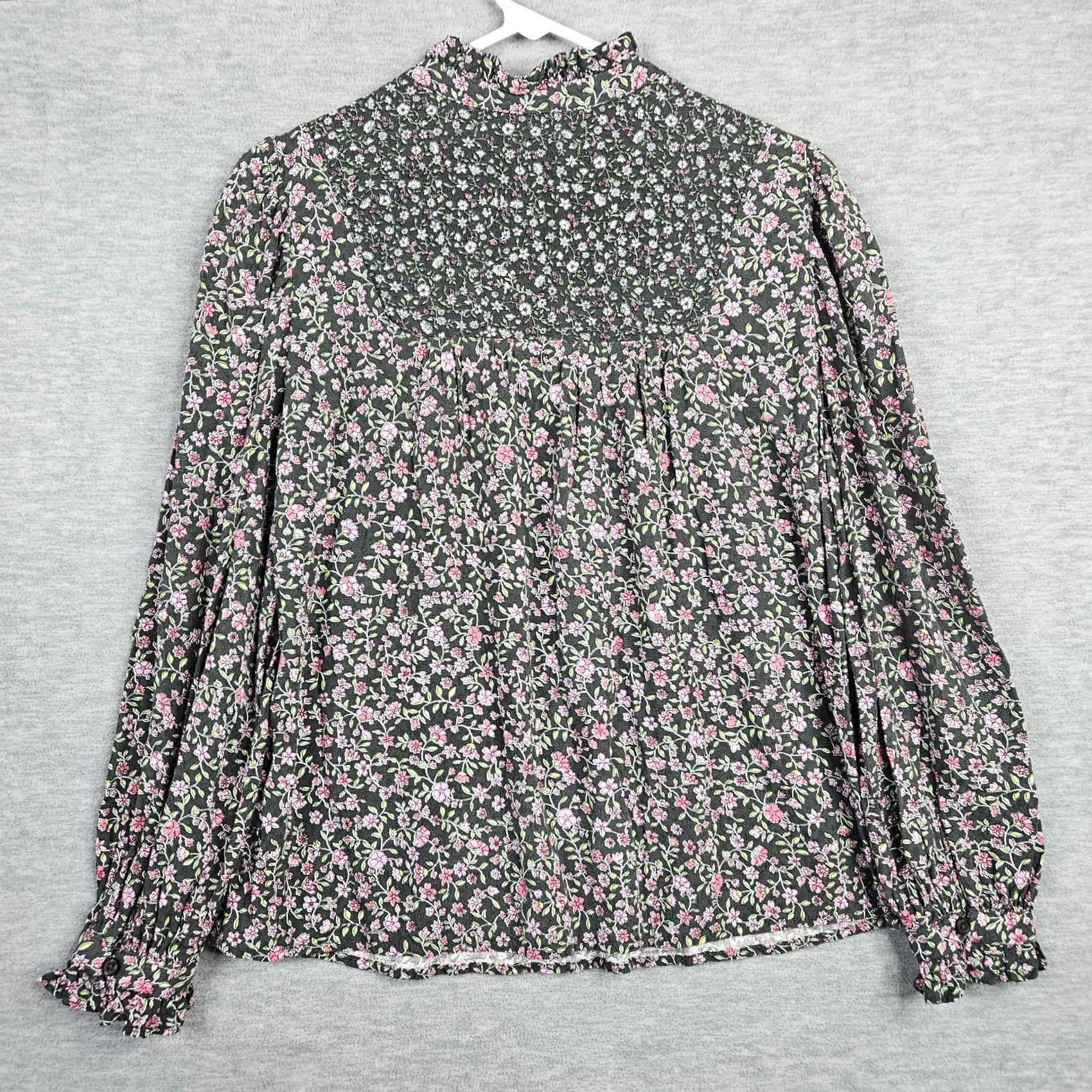Marks & Spencer Marks & Spencer Collection Blouse Women's Size 10 Floral Printed Multicolor Round Neck Long Sleeve Casual Shirt Size L / US 10 / IT 46 - 2 Thumbnail