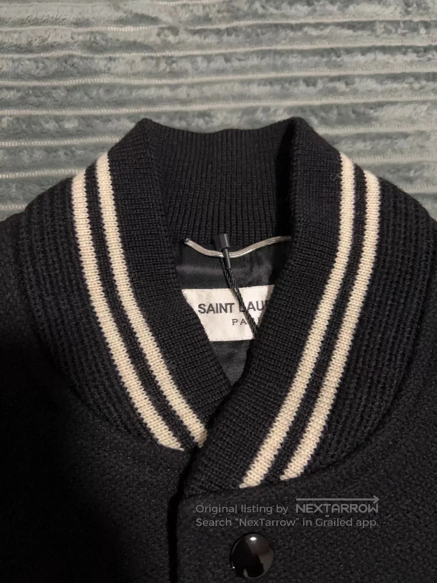 Saint Laurent Paris Black and White Baseball Jacket. Size US M / EU 48-50 / 2 - 3 Thumbnail