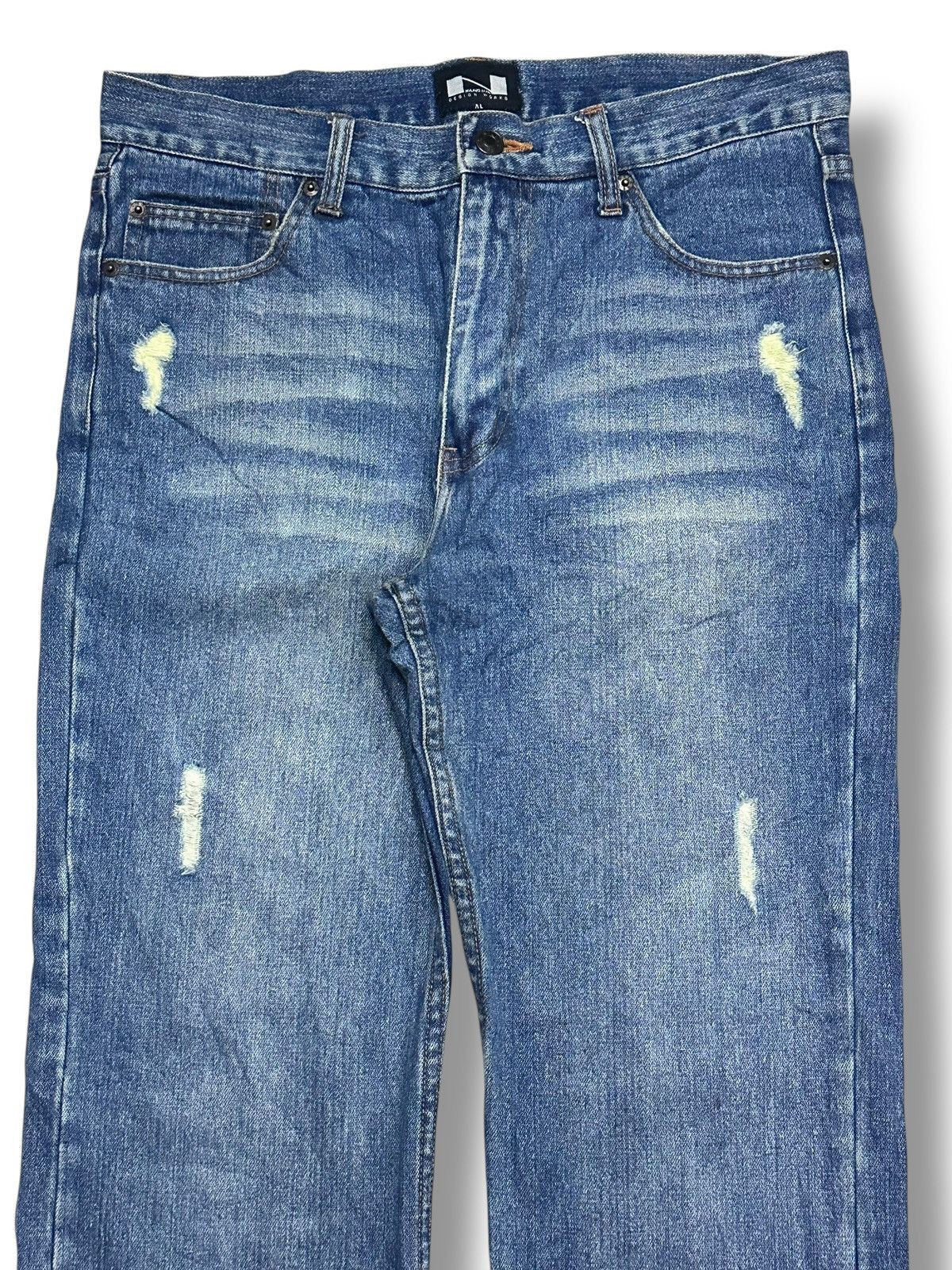 Japanese Brand Nylaus Jeans Baggy Loose Distressed With Faded Wash Size US 33 - 4 Thumbnail