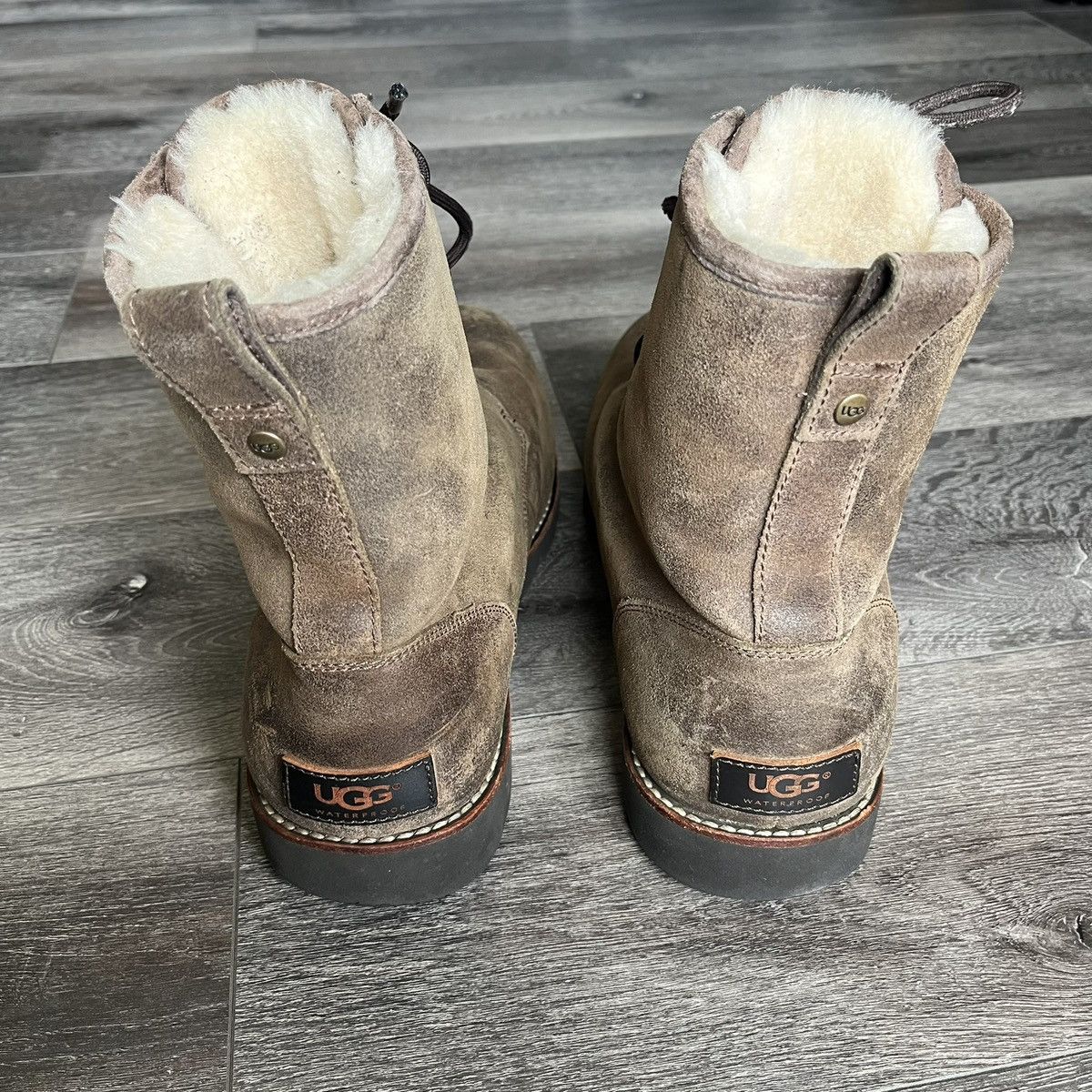 Ugg Ugg Australia Hannen Shearling Sheepskin Leather Boots Brown Size US 13 / EU 46 - 4 Thumbnail