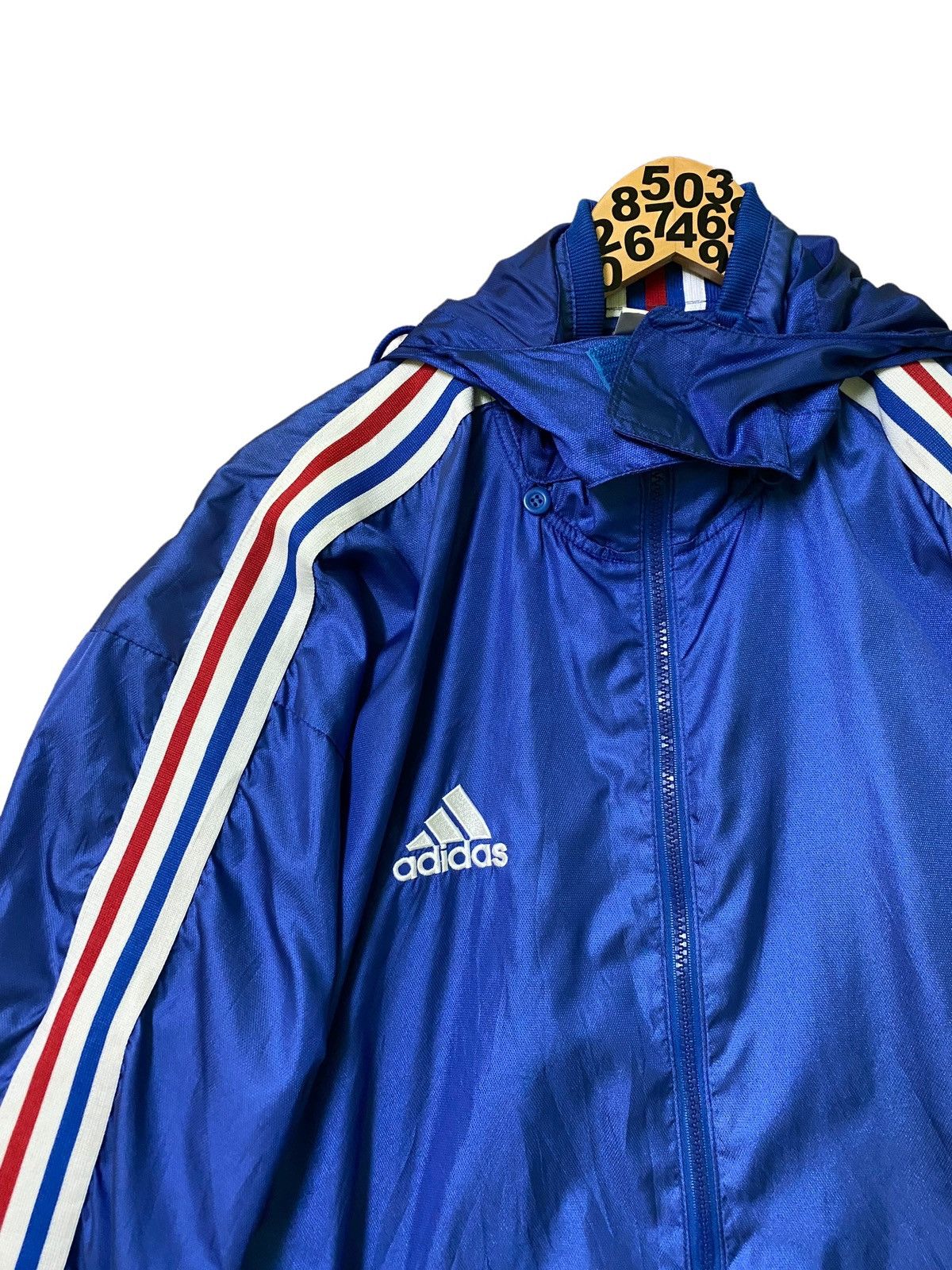 Adidas Vintage Adidas France Style Windbreaker Hoodie Size US XL / EU 56 / 4 - 5 Thumbnail