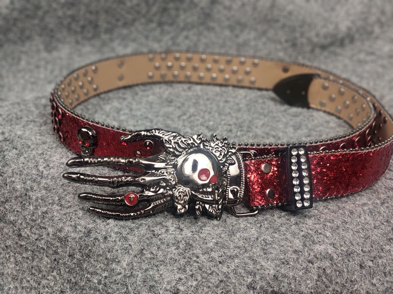 If Six Was Nine Vintage Y2K Punk Rock Red Glitter Skull Belt hysteric LGB Size ONE SIZE - 2 Thumbnail
