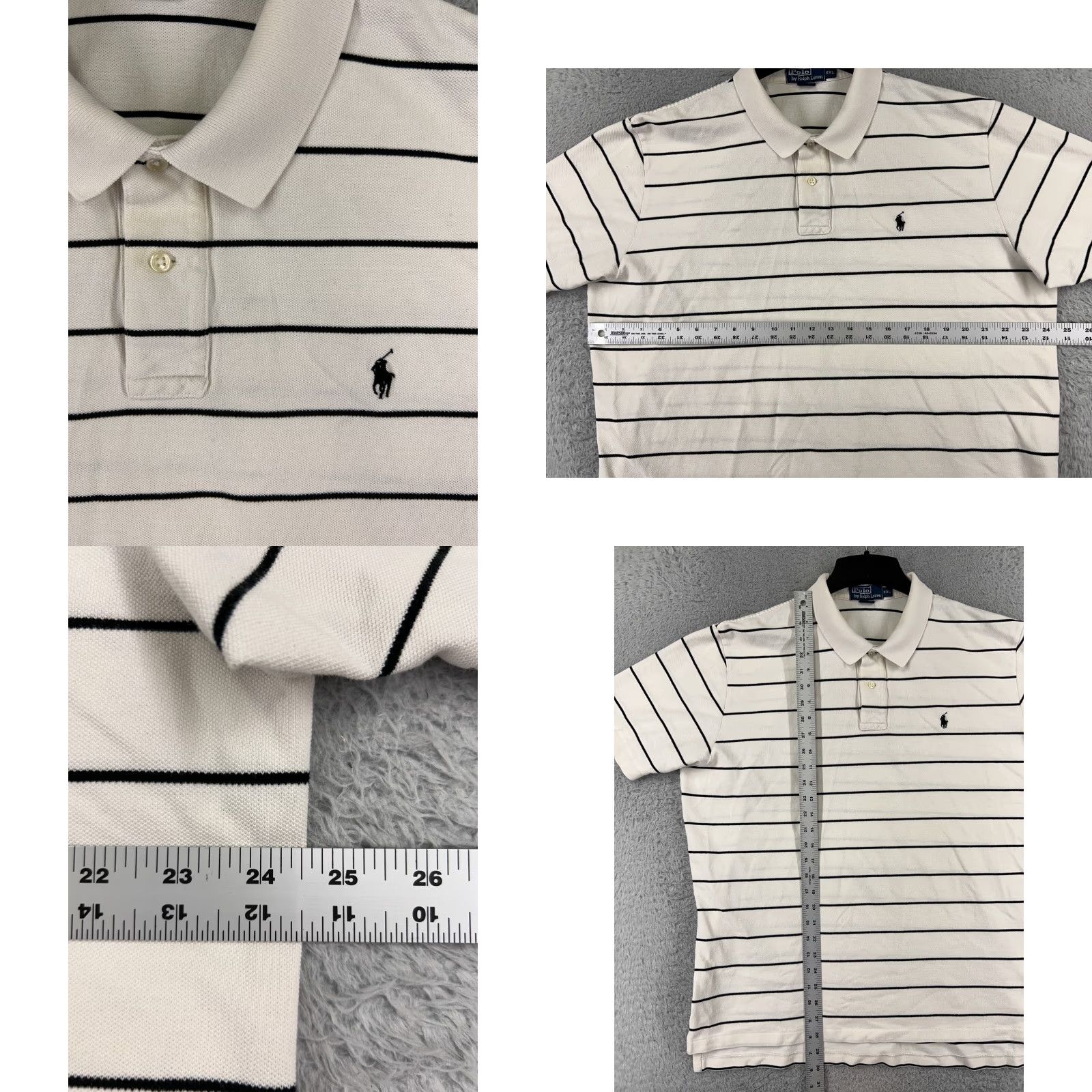 Ralph Lauren VTG Ralph Lauren Polo Shirt Men 2XL White Striped Cotton Short Sleeve Polo Shirt 2XL Mens Size US XXL / EU 58 / 5 - 8 Thumbnail