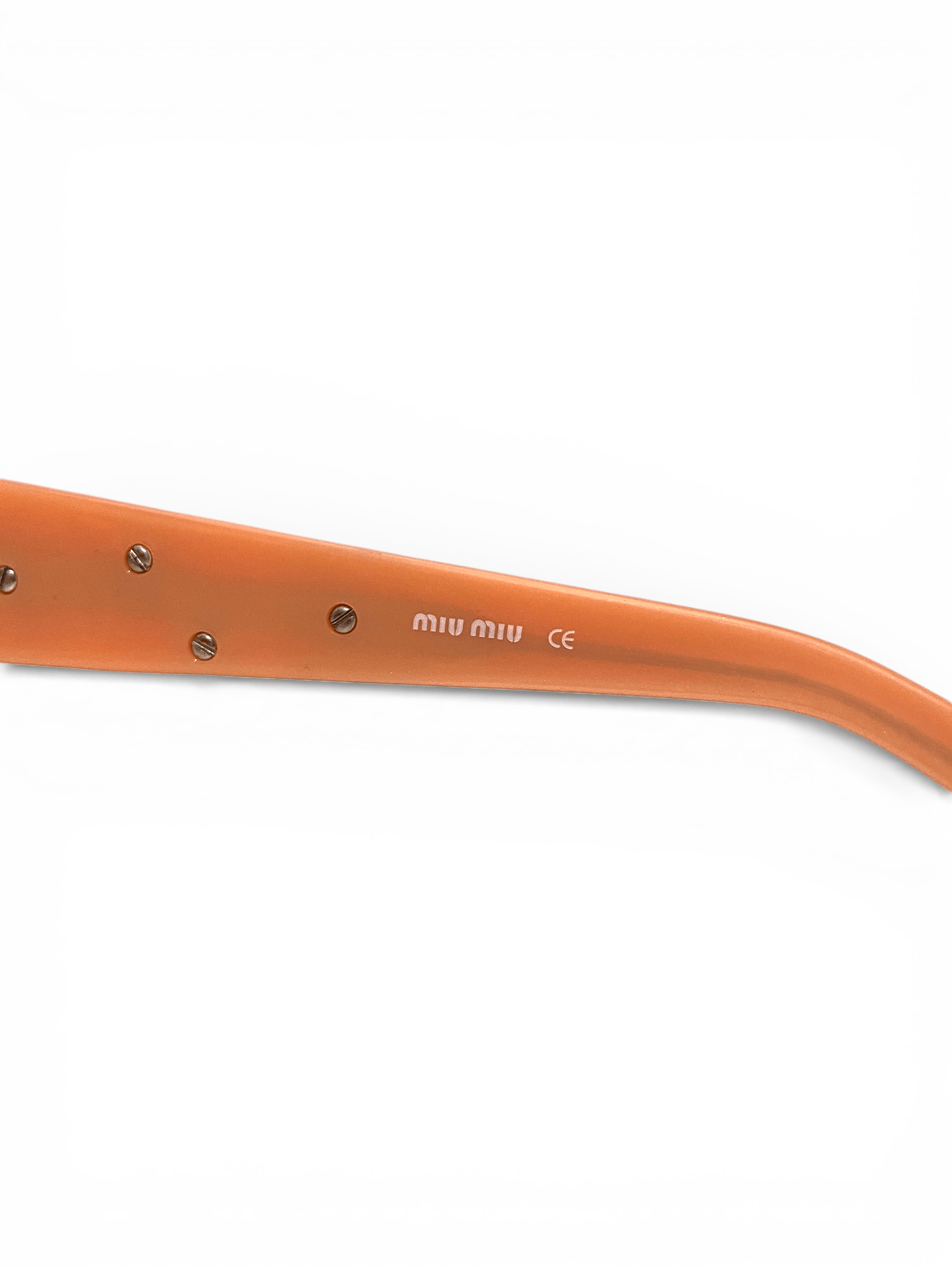Miu Miu Miu Miu Flower Floral Logo Peach Retro Oval Sunglasses Y2K Size ONE SIZE - 13 Thumbnail
