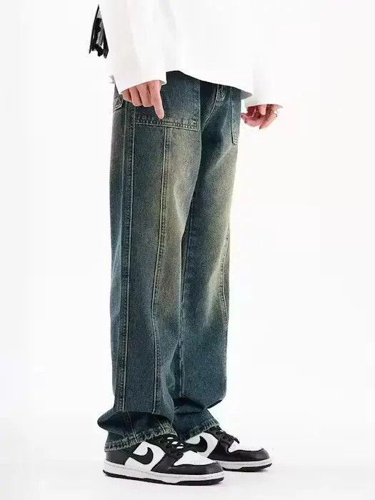 Japanese Brand × Jean Straight tube dark blue trendy loose fitting jeans Size US 32 / EU 48 - 4 Thumbnail
