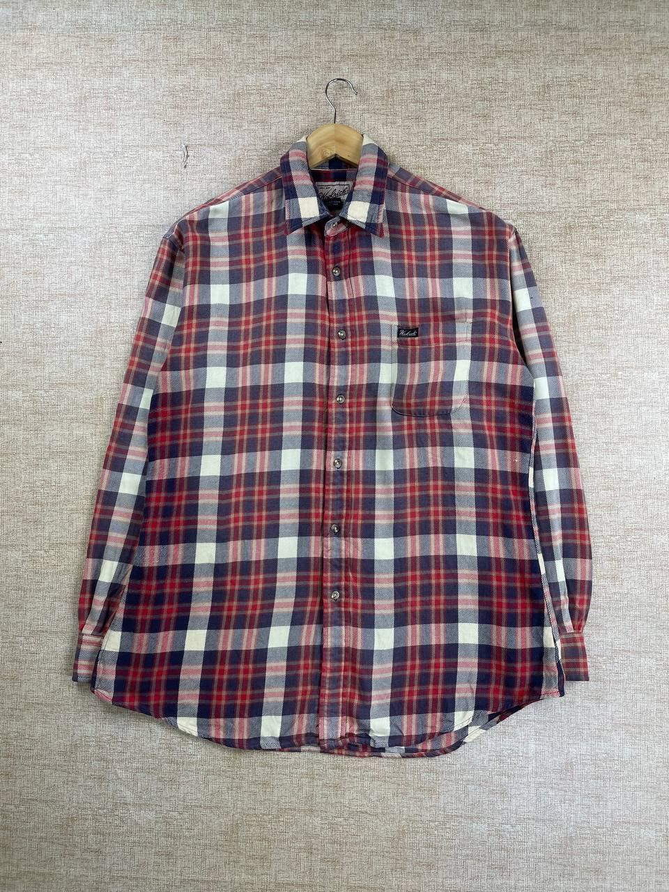 Vintage × Woolrich Woolen Mills Vintage Woolrich Single Pocket Red Plaid Button Ups Shirt Size US L / EU 52-54 / 3 - 1 Thumbnail