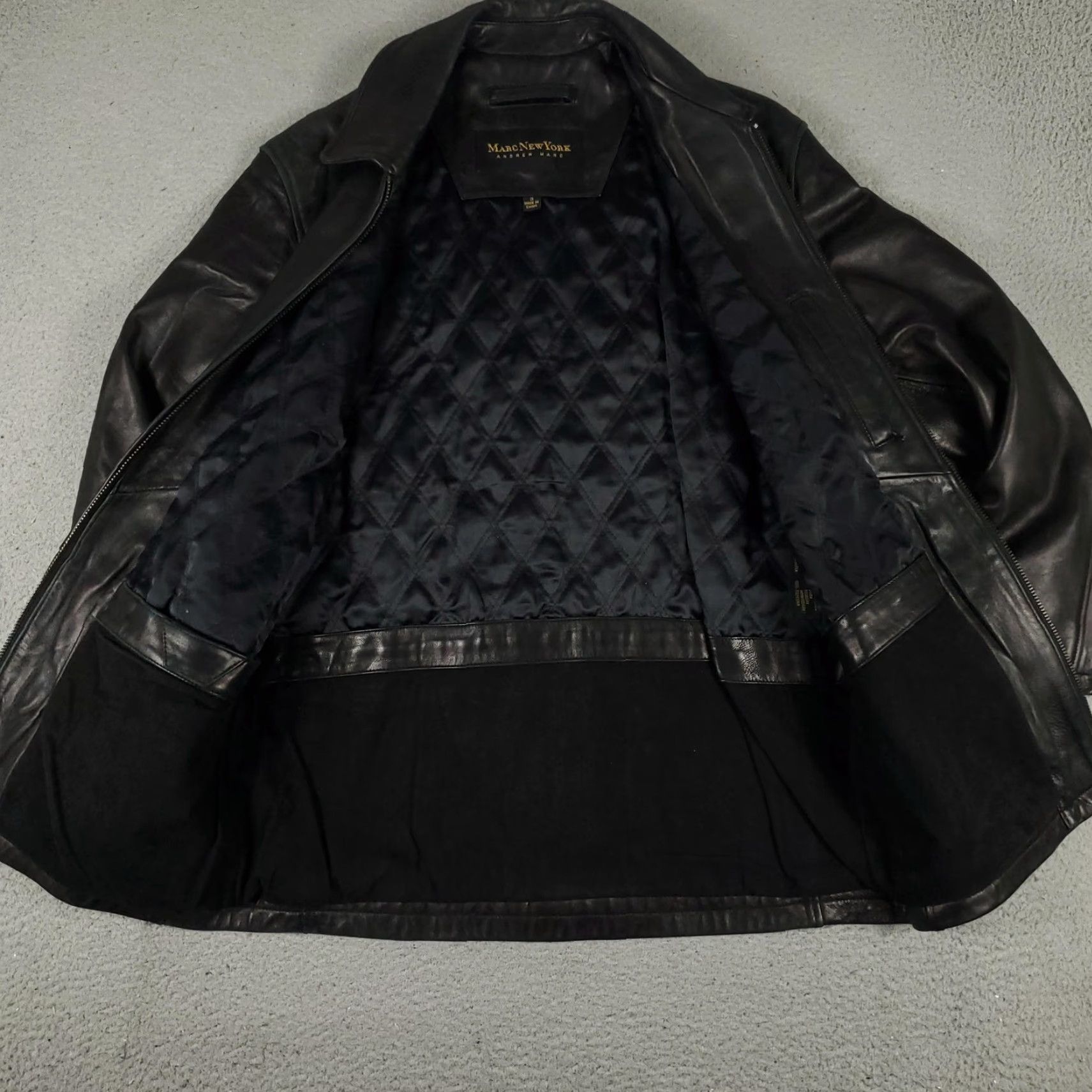 Vintage Marc New York Jacket Mens Small Black Leather Zip Up Quilted Lined Classic Coat Size US S / EU 44-46 / 1 - 7 Thumbnail