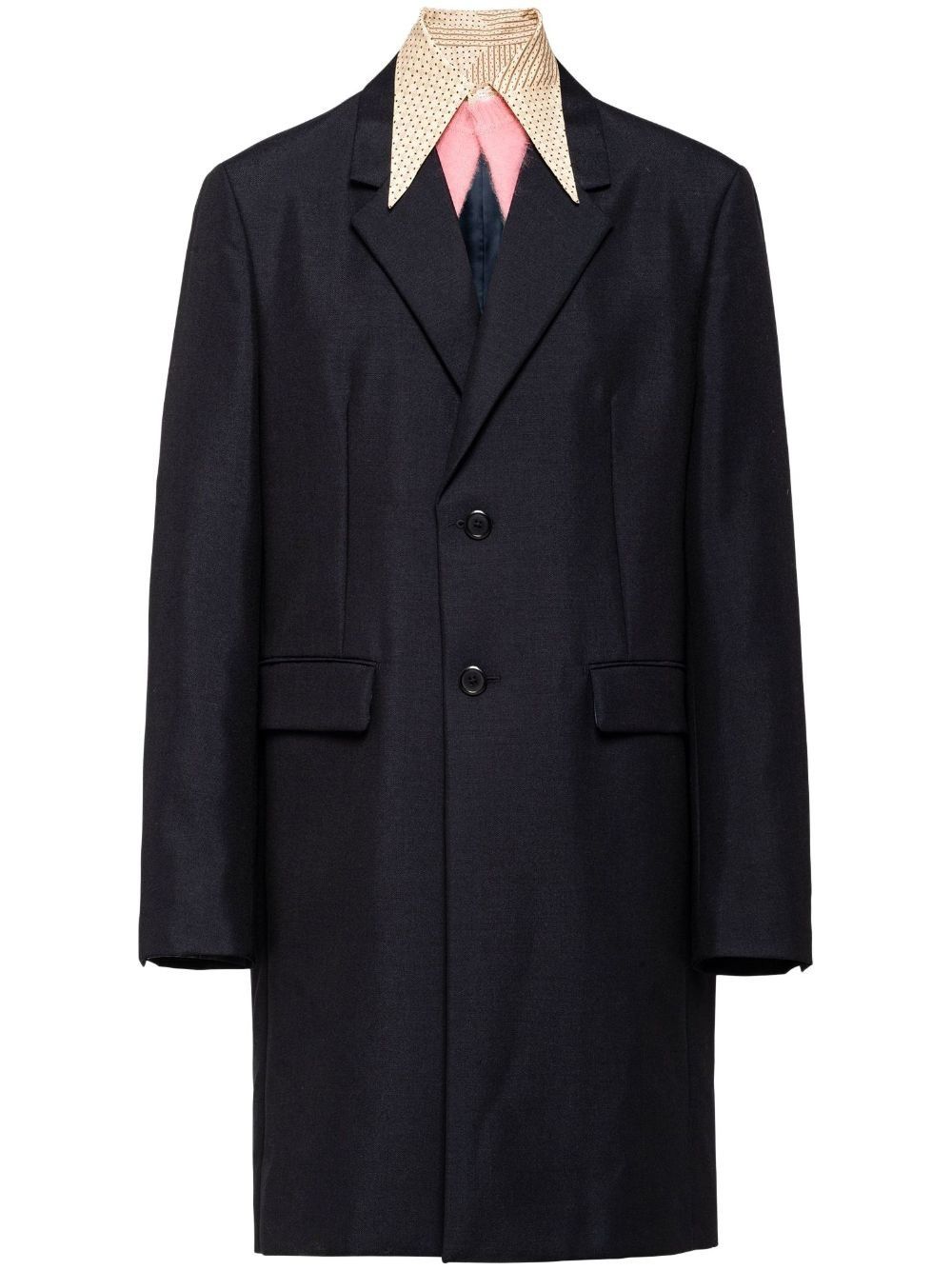 Prada o1bcso1str1025 Panama Mohair Coat in Navy Size US L / EU 52-54 / 3 - 1 Thumbnail