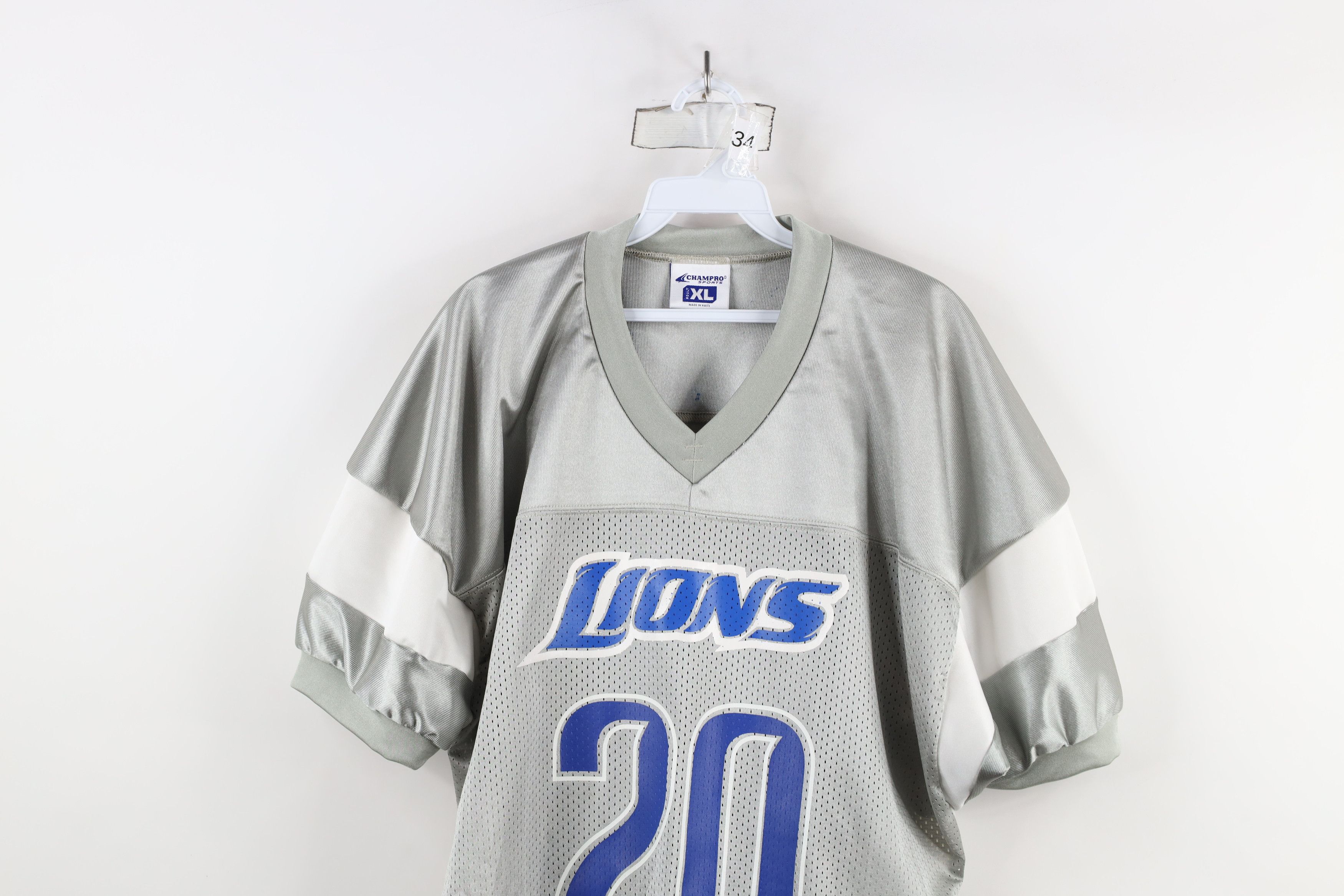 Vintage Vintage 90s Sanders Detroit Lions Football Jersey Silver #20 Size US XL / EU 56 / 4 - 2 Thumbnail