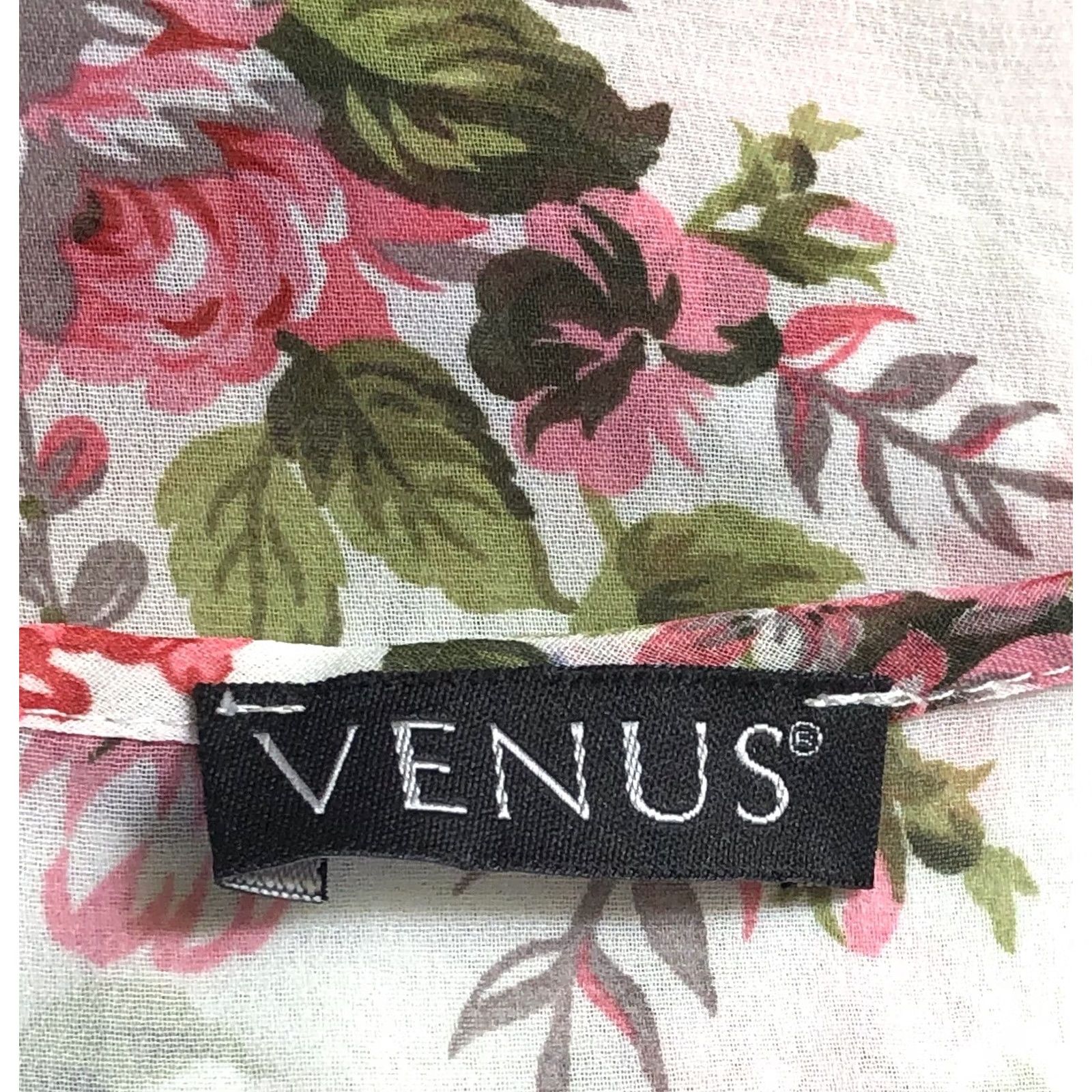 Venus Venus Blouse Shirt M White Floral 3/4 Balloon Sleeve Round Neck Keyhole Fairy Bohemian Rose Basic Size M / US 6-8 / IT 42-44 - 4 Thumbnail