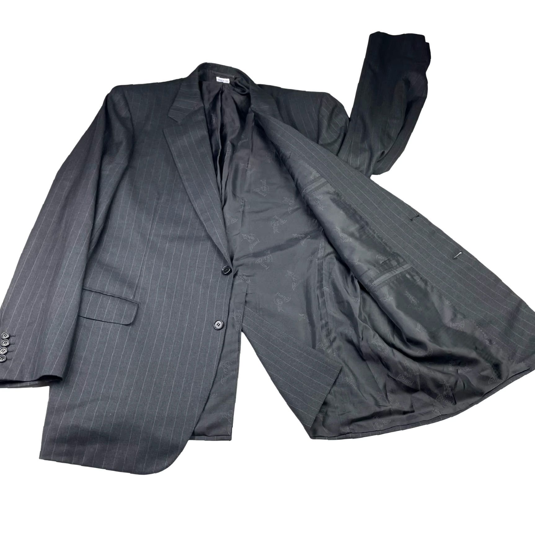 Brioni VINTAGE Brioni Palatino 100% Wool 2-Button Blazer Gray Stripe Italy 46L US Men Blazer, Single-Breasted, Notch Lapel, 2-Button Closure, Regular Fit Size 46R - 3 Thumbnail