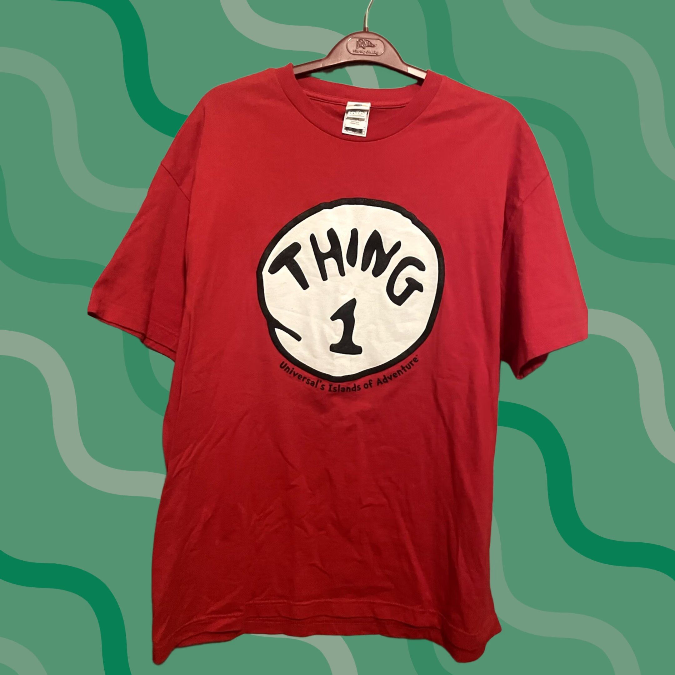 Vintage VINTAGE Dr. Seuss Thing 1 Shirt Red XL Unisex Adults T-Shirt Short Sleeve Universal Studios Islands of Adventure (E117) Size US XL / EU 56 / 4 - 1 Thumbnail