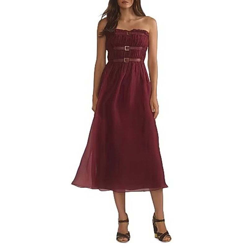 Cynthia Rowley Cynthia Rowley Buckle Up Silk Organza Dress burgundy size M Size M / US 6-8 / IT 42-44 - 18 Thumbnail