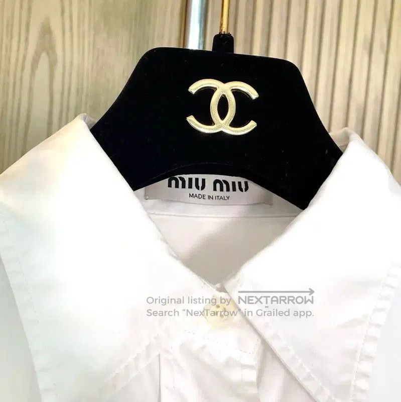 Miu Miu Miu Miu Summer White Cotton Short-Sleeve Shirt . Size M / US 6-8 / IT 42-44 - 7 Thumbnail
