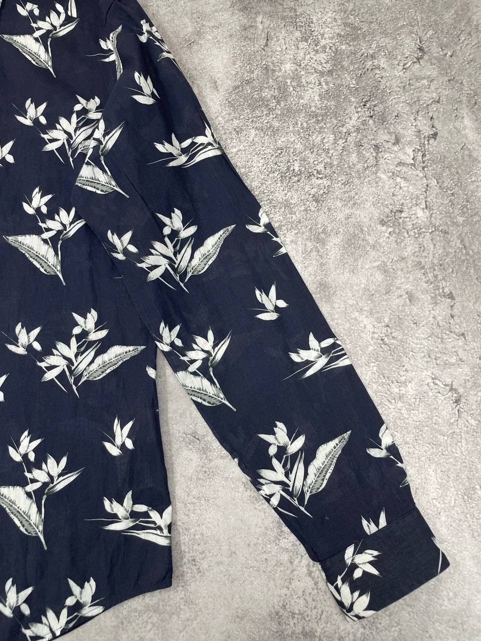 Reiss Reiss Men Viscose Shirt Floral Print Slim Fit Navy Size US L / EU 52-54 / 3 - 3 Thumbnail
