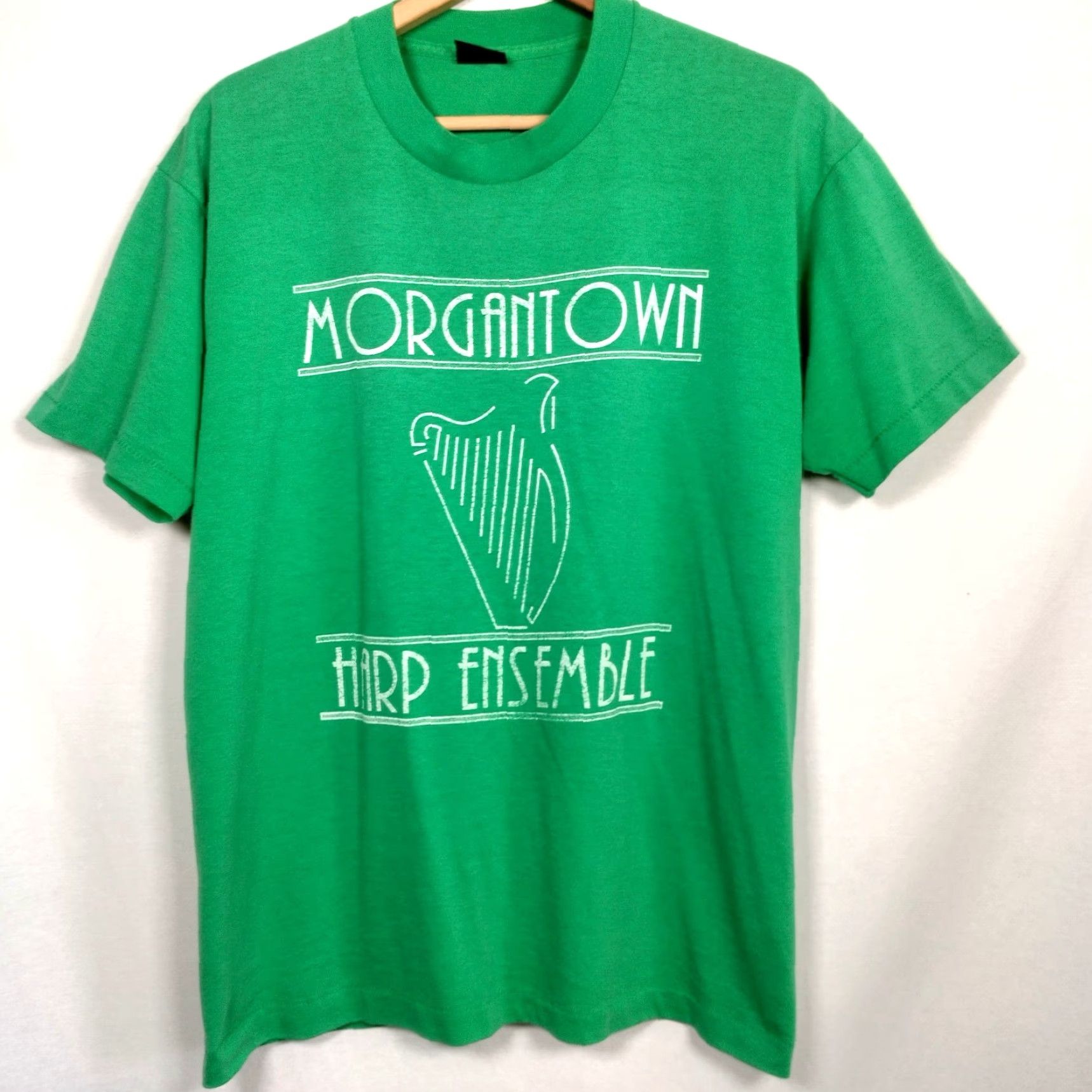 Fruit Of The Loom VINTAGE Fruit of the Loom Harp Ensemble Shirt Large Kelly Green Musician Graphic Single Stitch Mens Size US L / EU 52-54 / 3 - 2 Thumbnail