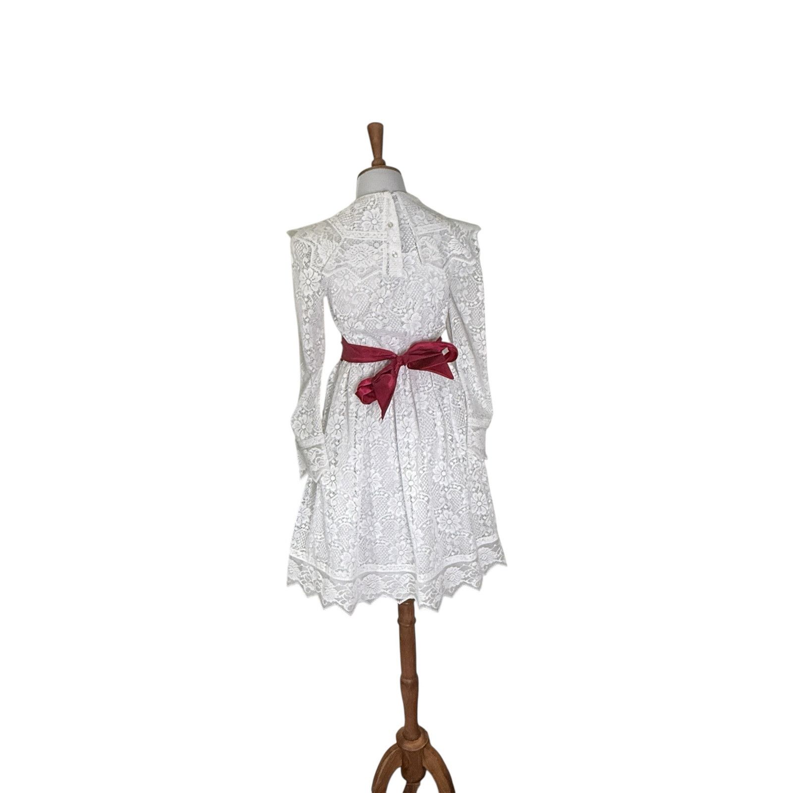 Vintage Vintage 1980s White Lace Dress Girls Large 14 or Women's XS Size XS / US 0-2 / IT 36-38 - 3 Thumbnail