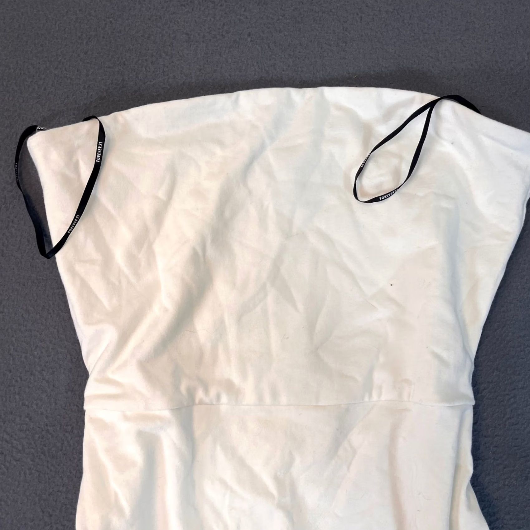 Forever 21 FOREVER 21 FIT AND FLARE DRESS Womens S White Mini Strapless Cotton NWT Size S / US 4 / IT 40 - 2 Thumbnail