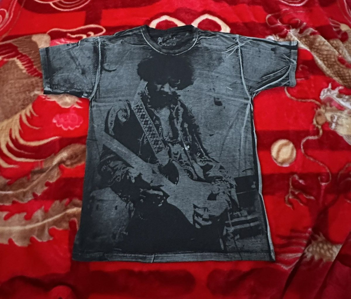 Jimi Hendrix 2008 A.V.E.L.A. Jimi Hendrix Stonewashed AOP Band Shirt Size US XL / EU 56 / 4 - 1 Thumbnail
