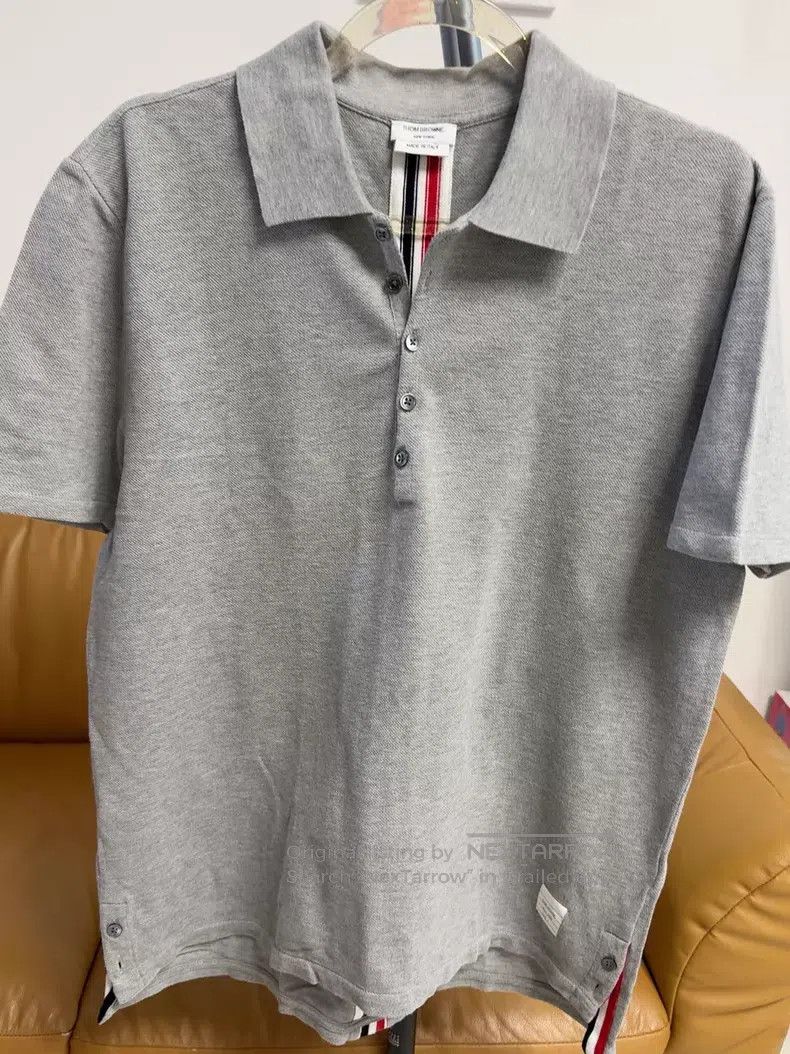 Thom Browne Thom Browne Gray short-sleeve polo shirt Size US L / EU 52-54 / 3 - 1 Thumbnail