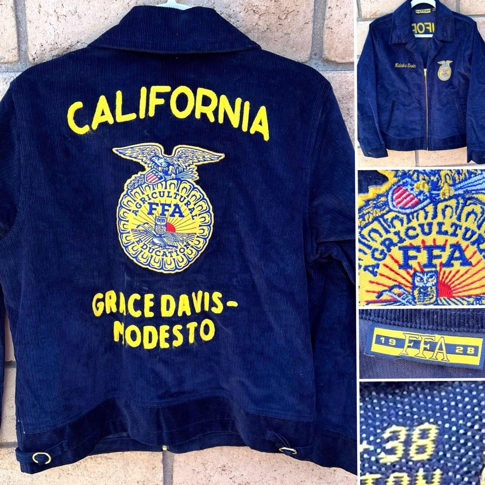 Vintage VINTAGE FFA California Corduroy Jacket Blue 38 Embroidered Size US XXS / EU 40 - 2 Thumbnail