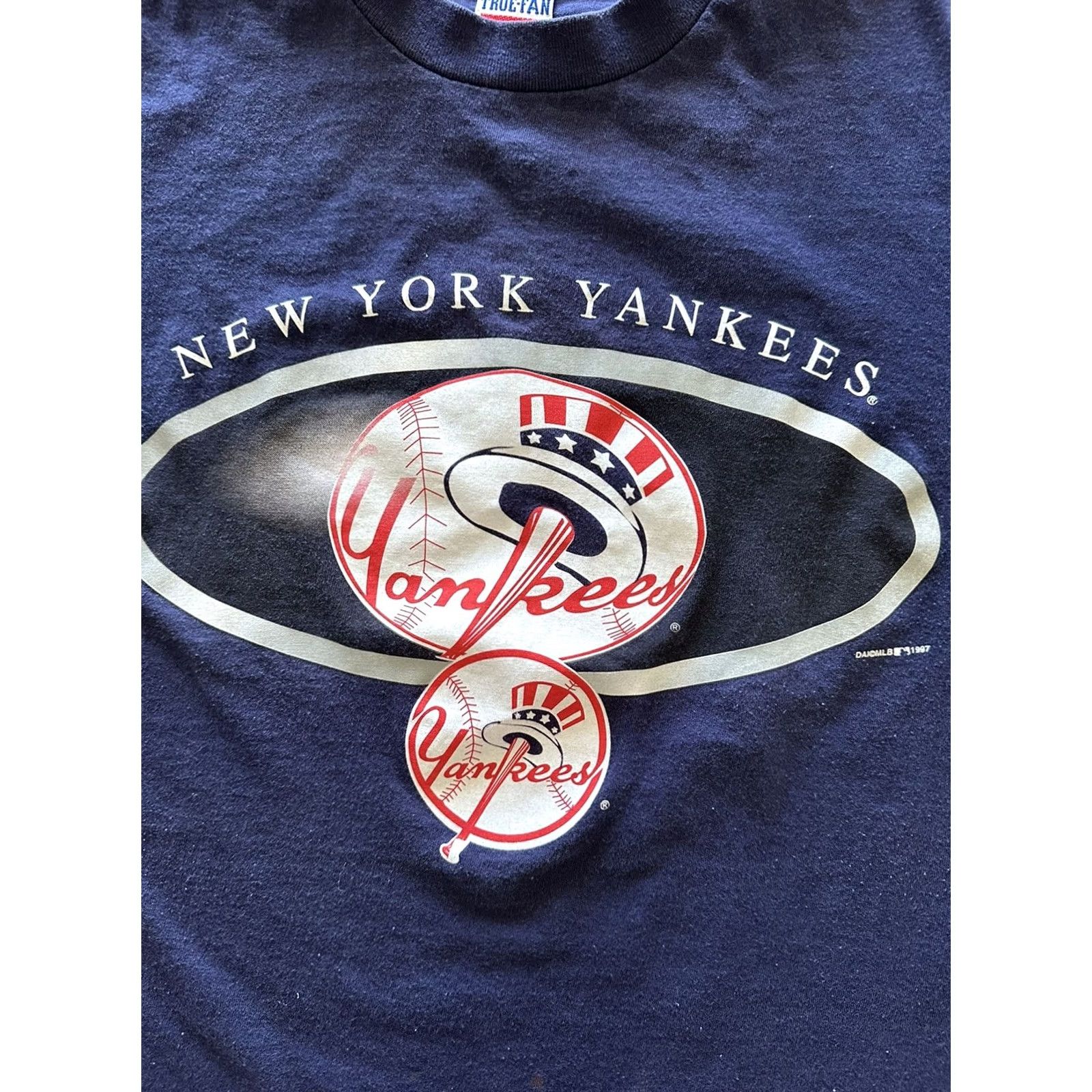 Logo 7 VINTAGE New York Yankees Tee Shirt L 1990s Graphic Logo Blue Mens Size US L / EU 52-54 / 3 - 2 Thumbnail