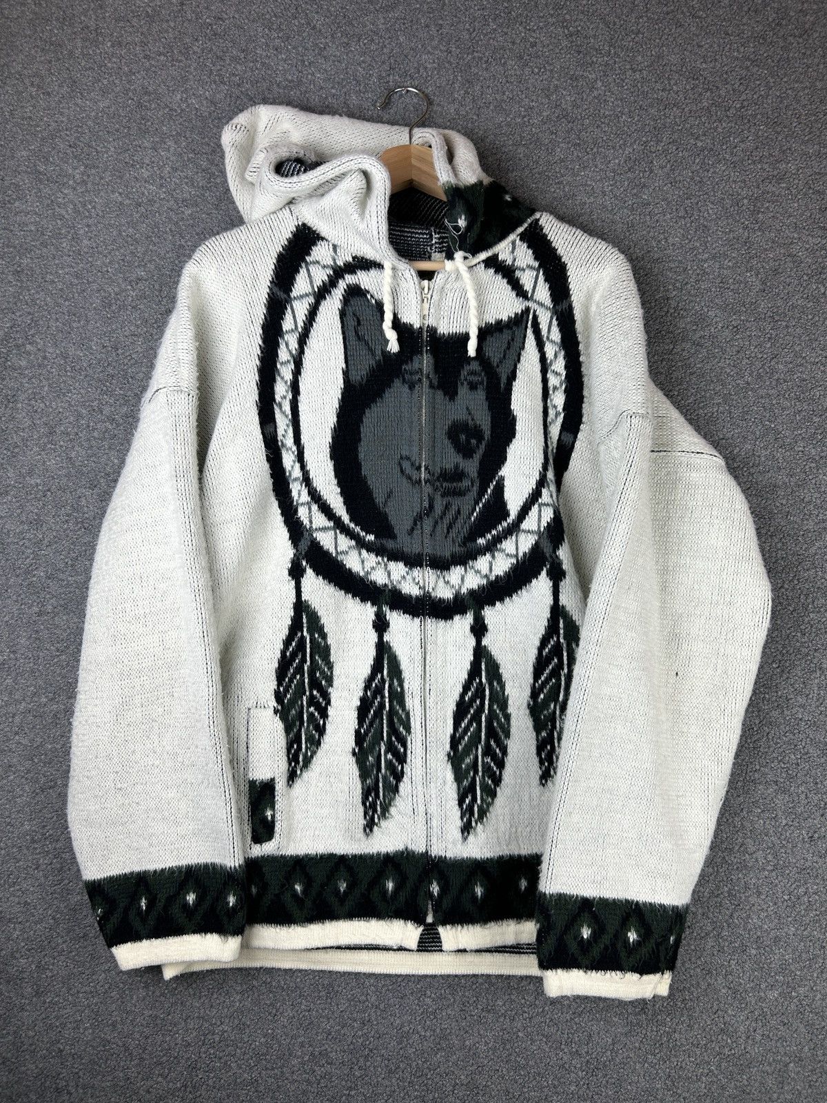 Vintage Vintage Tejidos Ruminahui Wolf Knitwear Jacket | Grailed