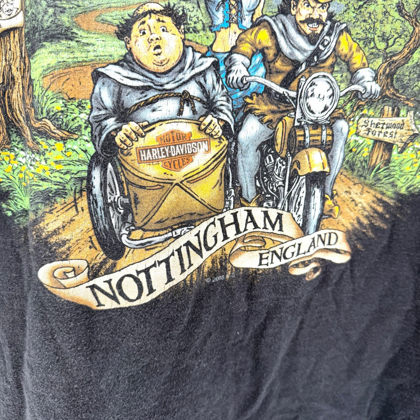 Harley Davidson Nottingham England Robin Hood Black 100% Cotton T-Shirt Size US L / EU 52-54 / 3 - 4 Thumbnail