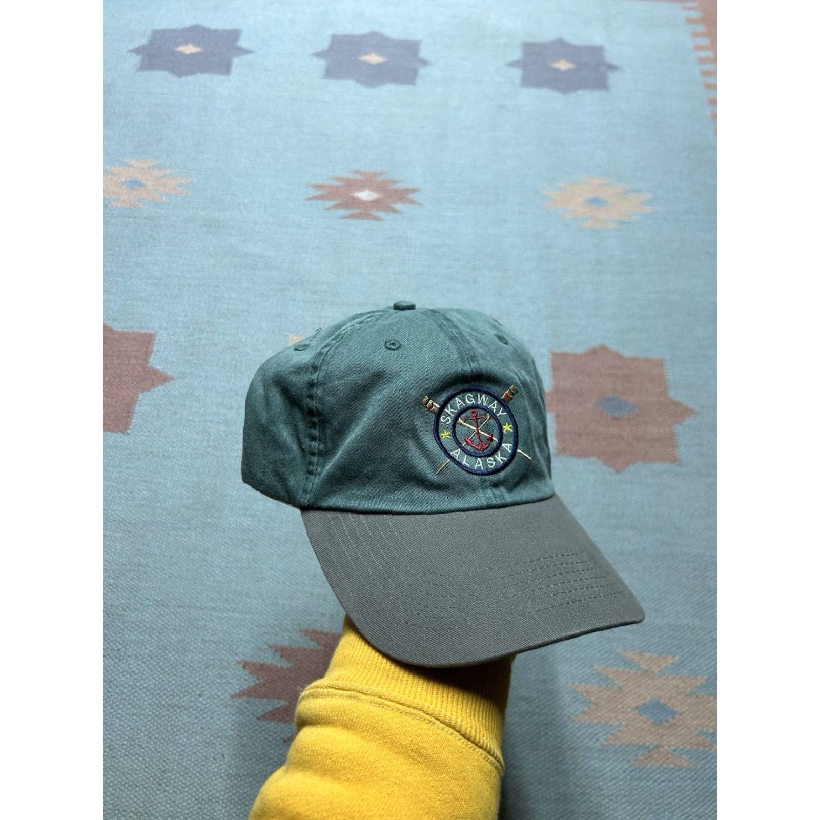 Vintage VINTAGE strapback hat cap Skagway Alaska embroidered green anchor adjustable Size ONE SIZE - 2 Thumbnail