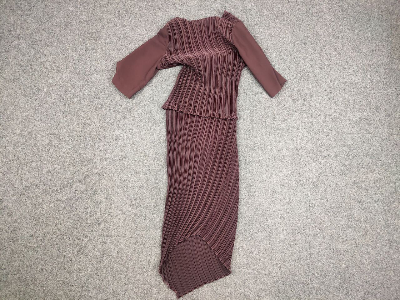 Designer Vintage Lesley George London pleated long asymmetric Dress Size M / US 6-8 / IT 42-44 - 10 Thumbnail